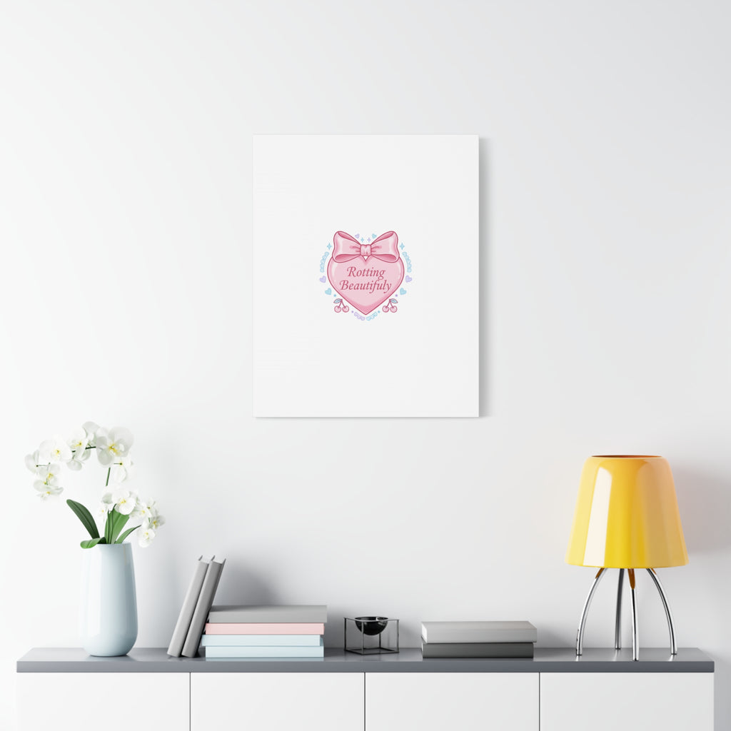 Rotting Beautifully Canvas | Coquette ribbon art, pastel humor