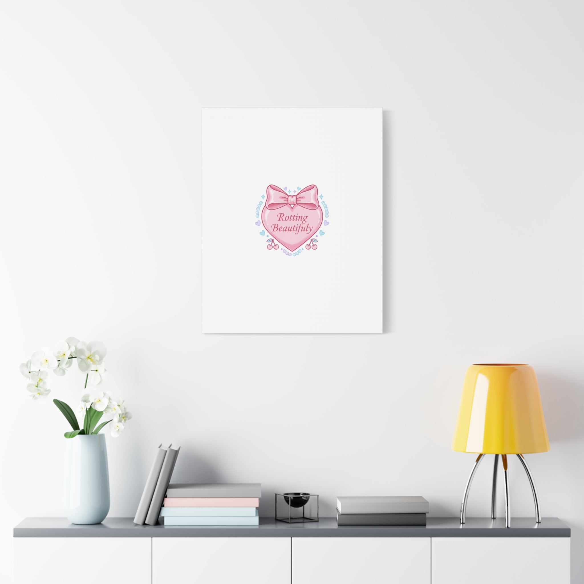 Rotting Beautifully Canvas | Coquette ribbon art, pastel humor