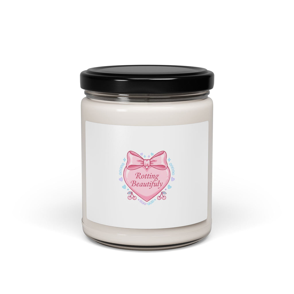Rotting Beautifully Candle | Coquette Ribbon Humor, Pastel Lace Aesthetic