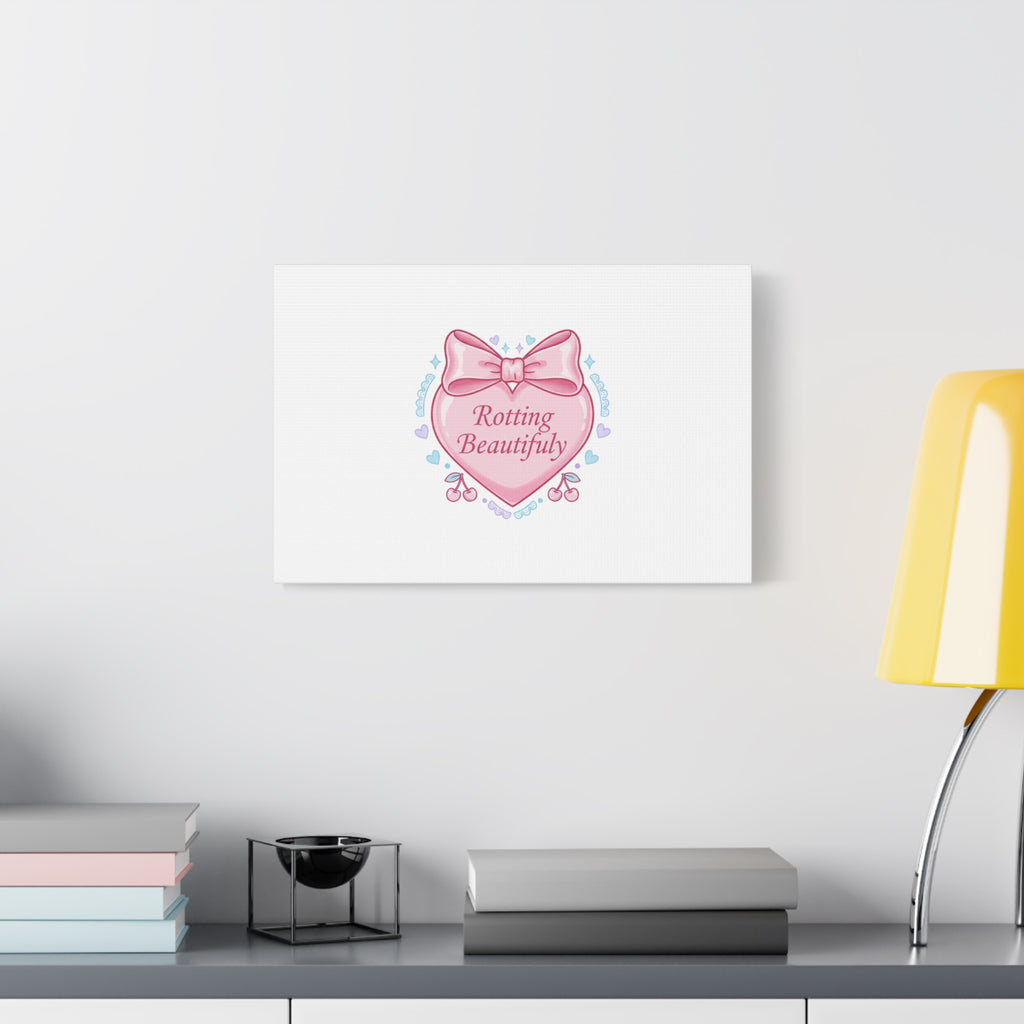 Rotting Beautifully Canvas | Coquette ribbon art, pastel humor