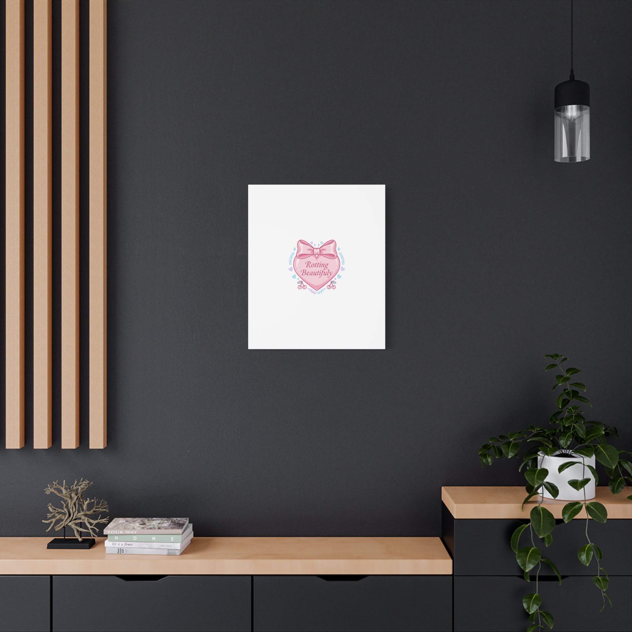 Rotting Beautifully Canvas | Coquette ribbon art, pastel humor