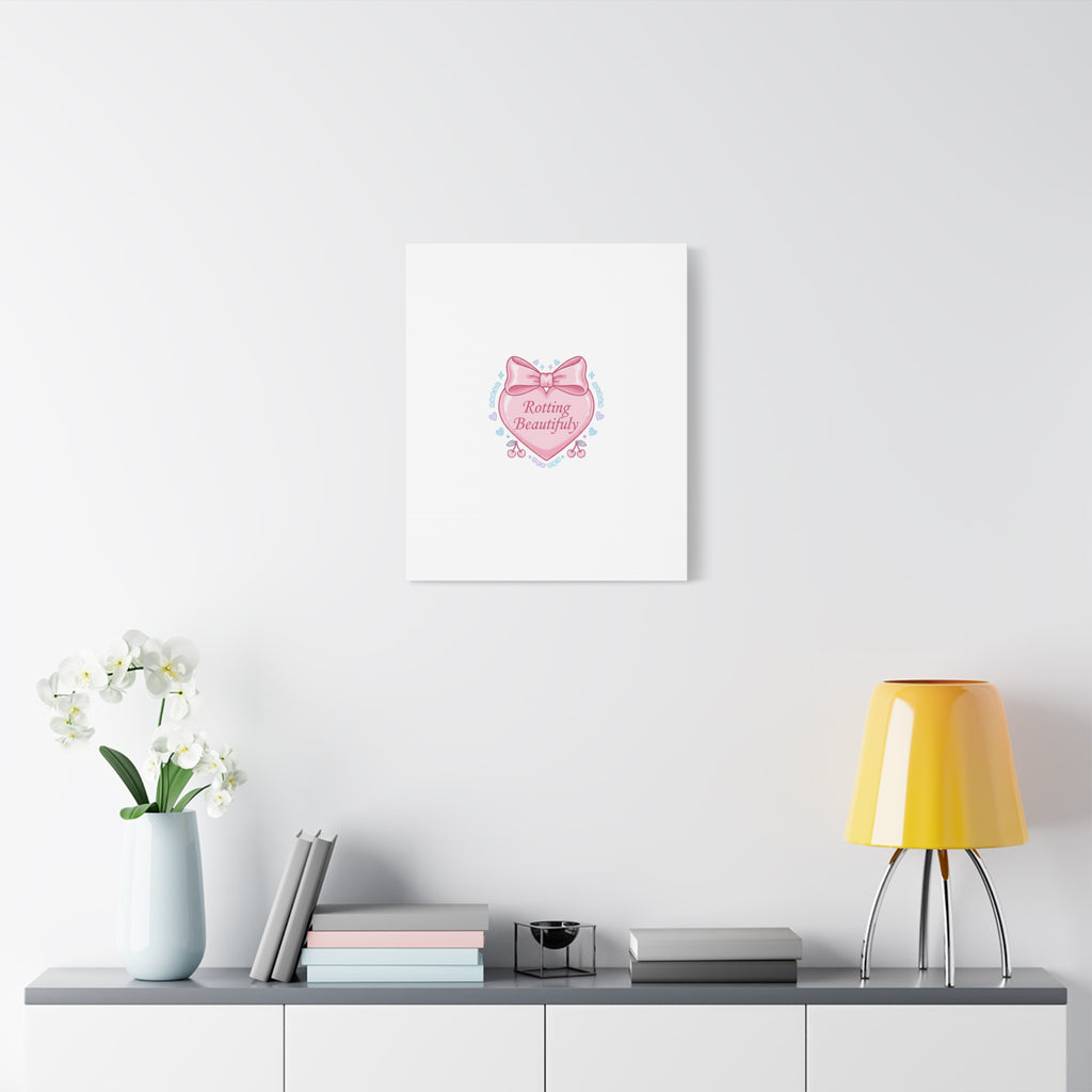 Rotting Beautifully Canvas | Coquette ribbon art, pastel humor
