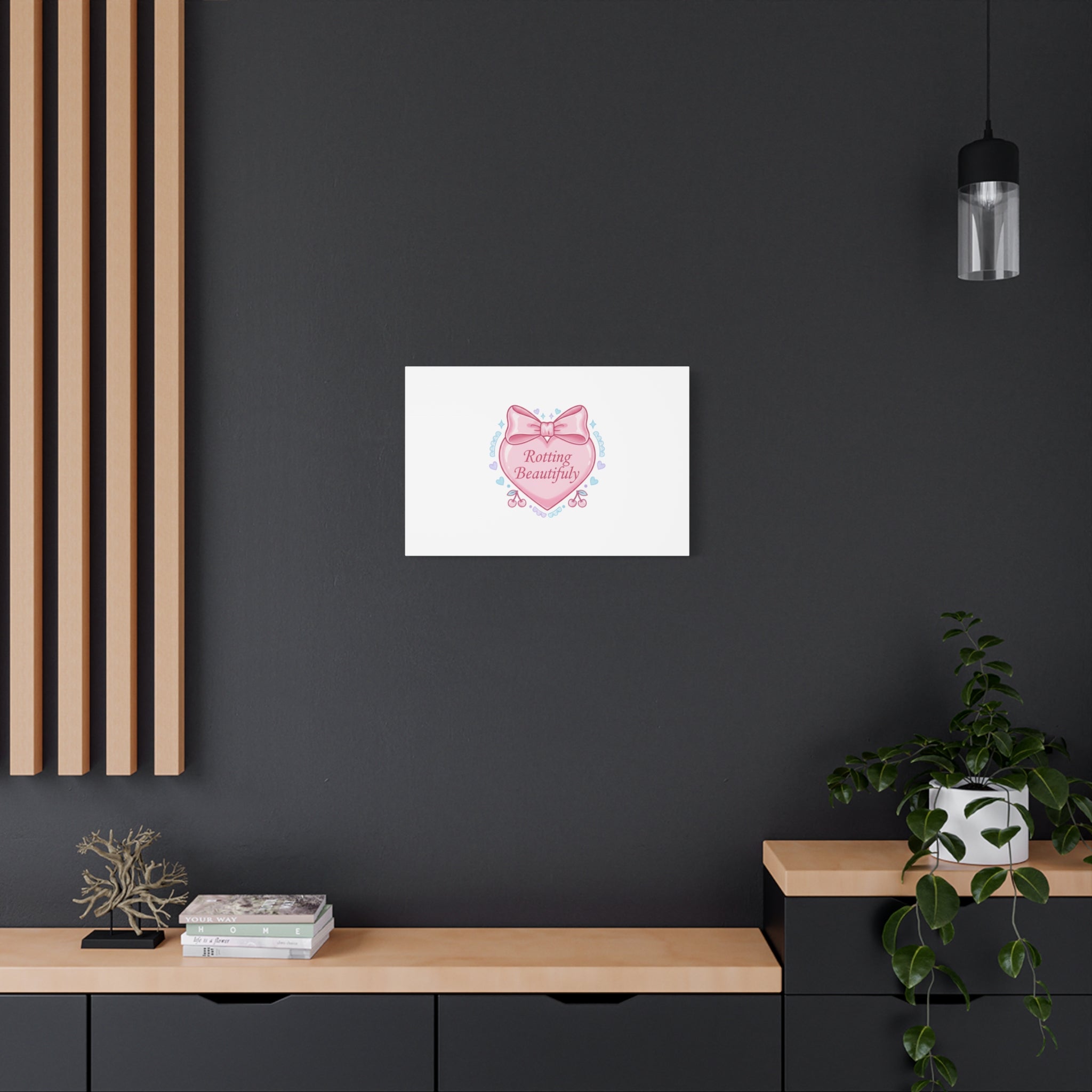 Rotting Beautifully Canvas | Coquette ribbon art, pastel humor