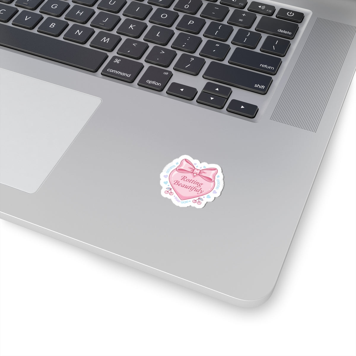 Rotting Beautifully Kiss-Cut Sticker | coquette ribbon, pastel humor