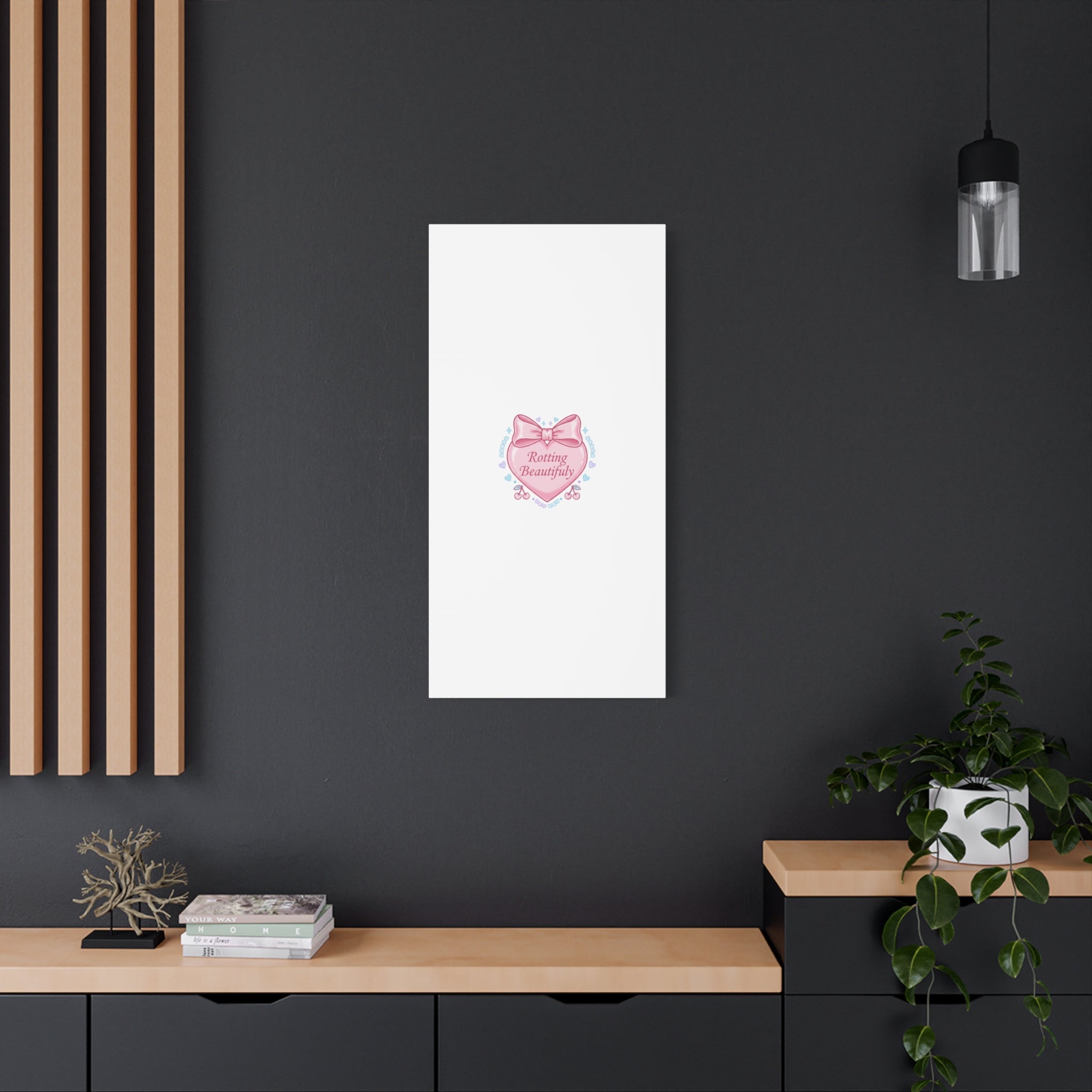 Rotting Beautifully Canvas | Coquette ribbon art, pastel humor