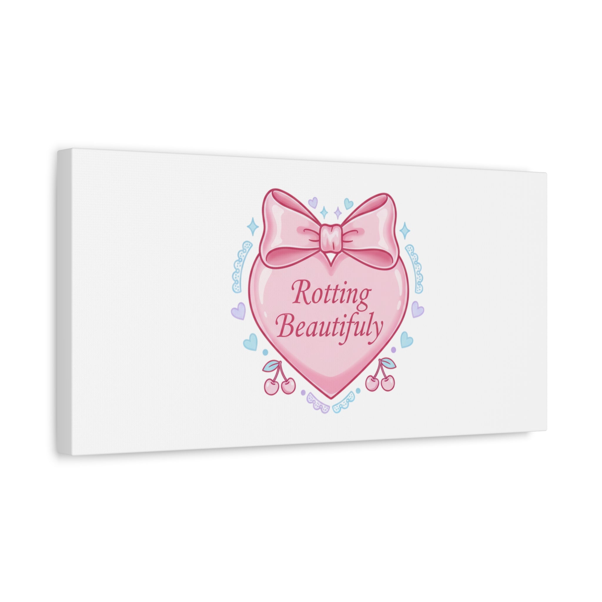 Rotting Beautifully Canvas | Coquette ribbon art, pastel humor