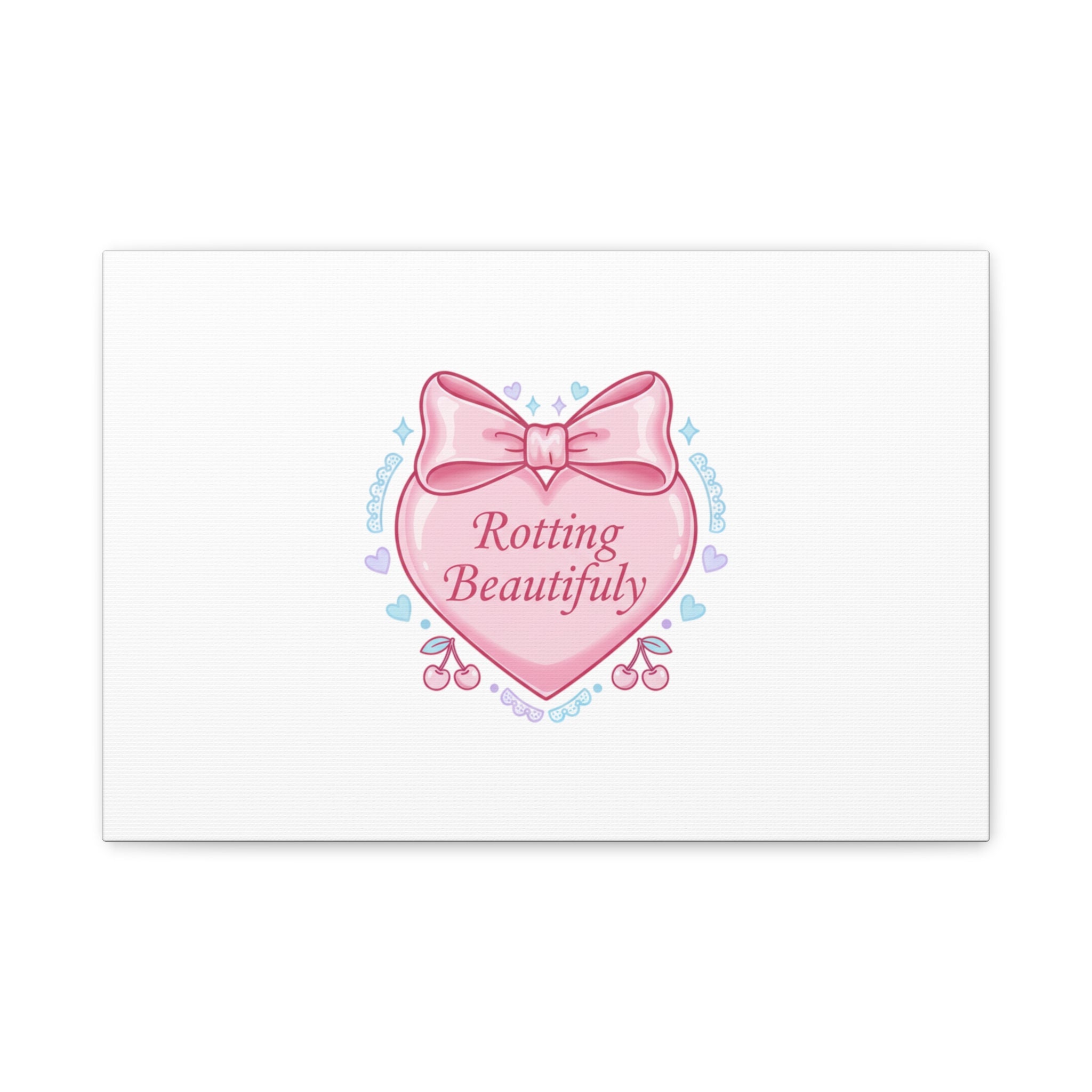 Rotting Beautifully Canvas | Coquette ribbon art, pastel humor
