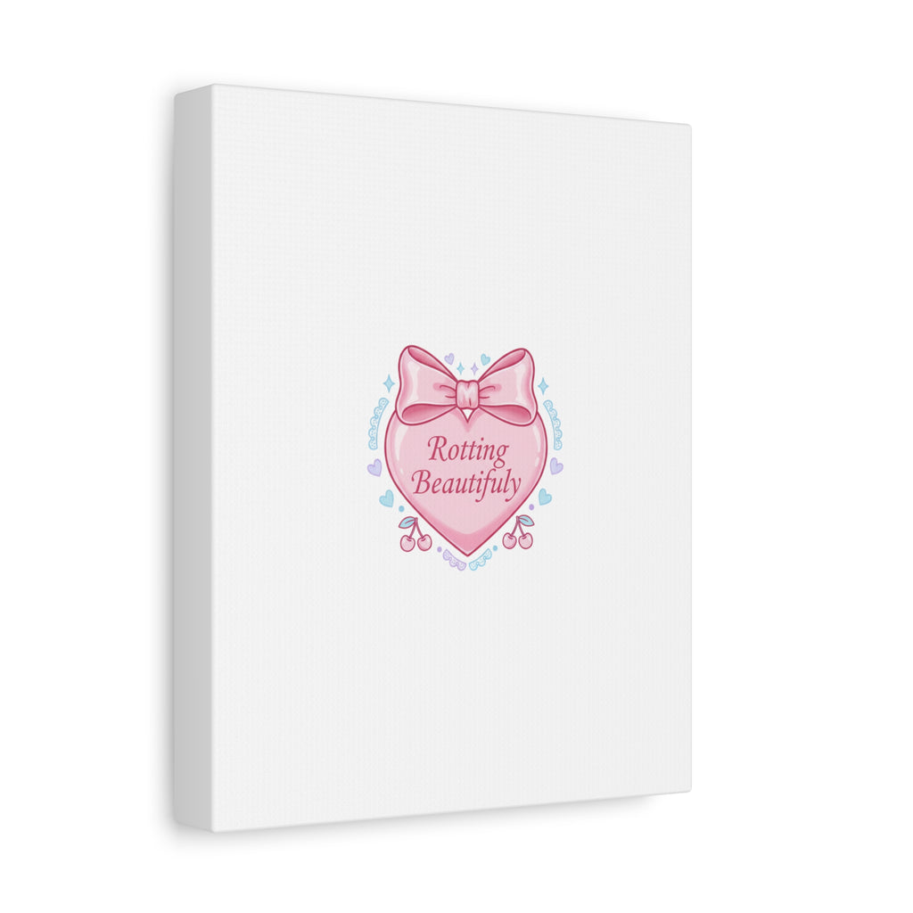 Rotting Beautifully Canvas | Coquette ribbon art, pastel humor