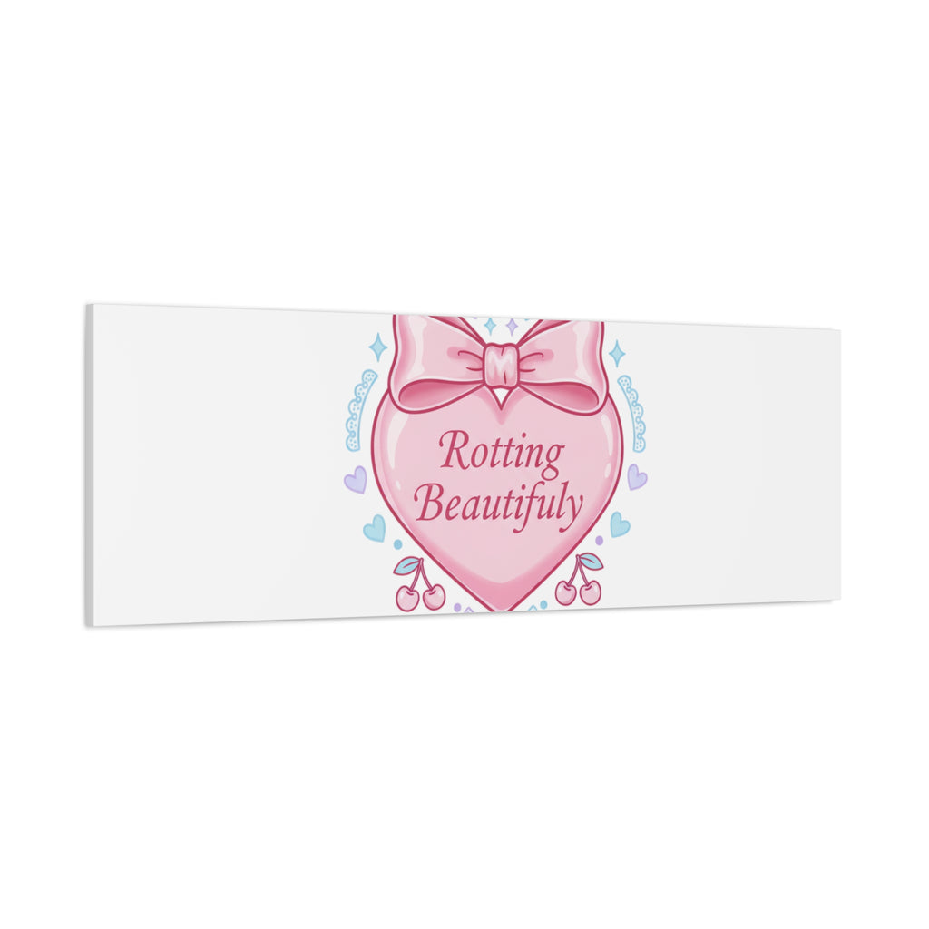 Rotting Beautifully Canvas | Coquette ribbon art, pastel humor
