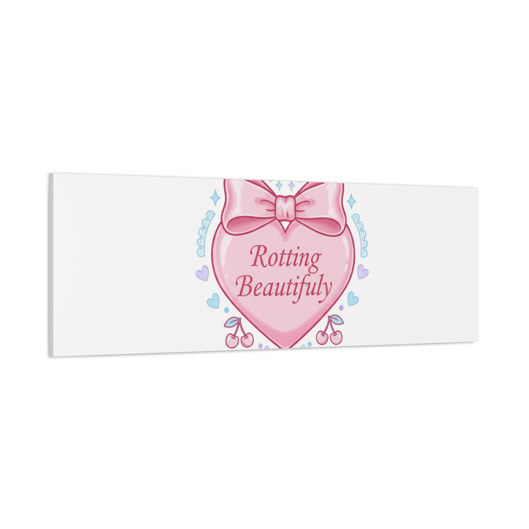 Rotting Beautifully Canvas | Coquette ribbon art, pastel humor