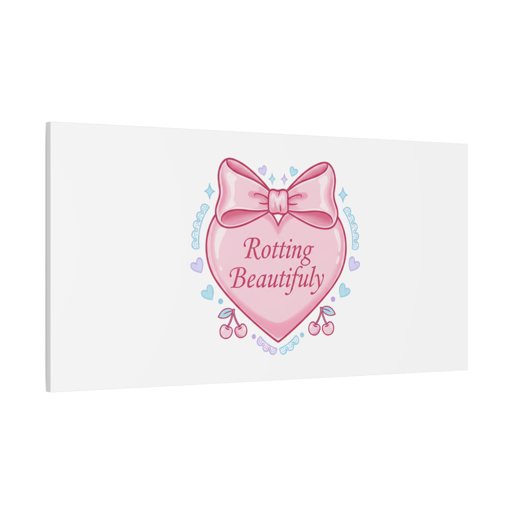 Rotting Beautifully Canvas | Coquette ribbon art, pastel humor