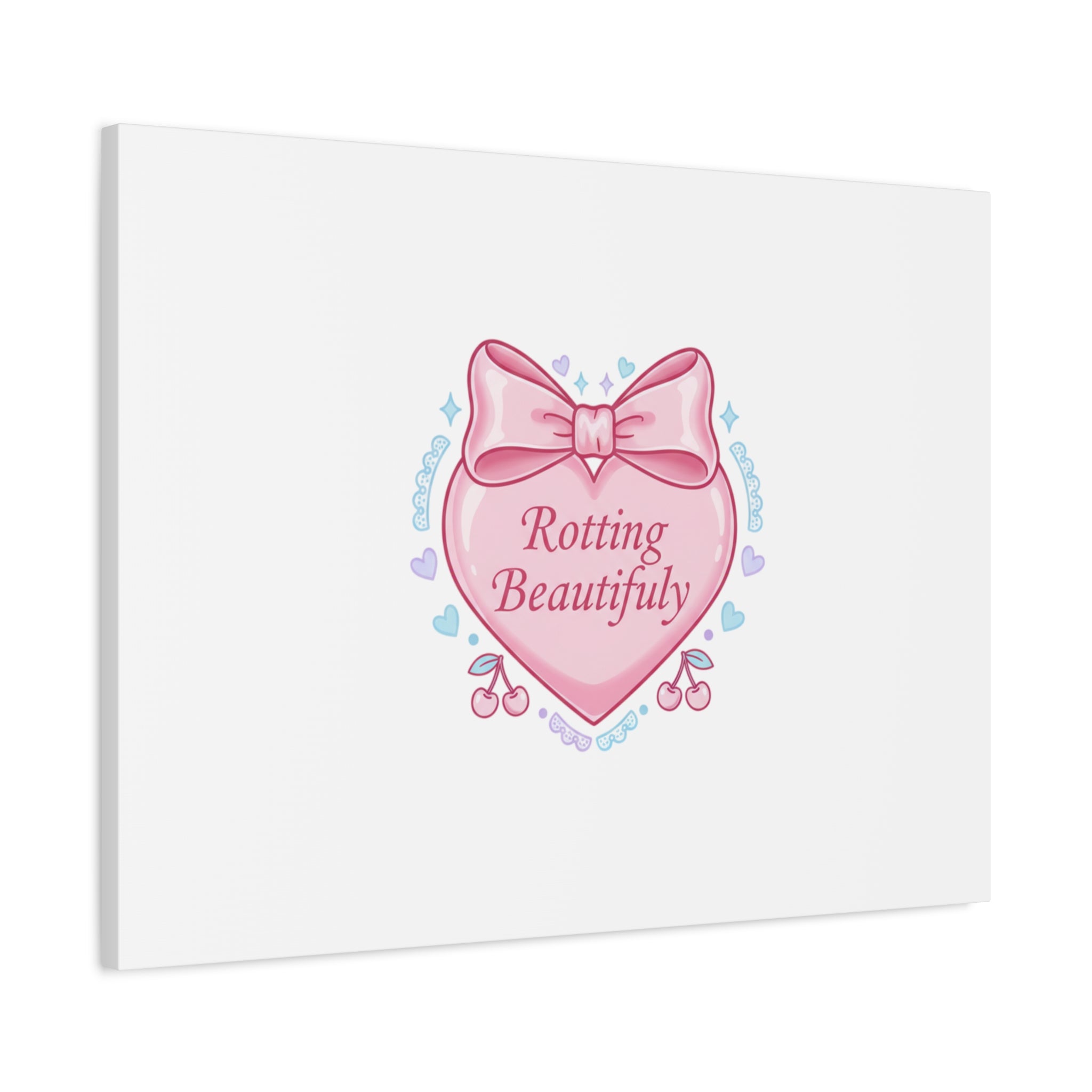Rotting Beautifully Canvas | Coquette ribbon art, pastel humor