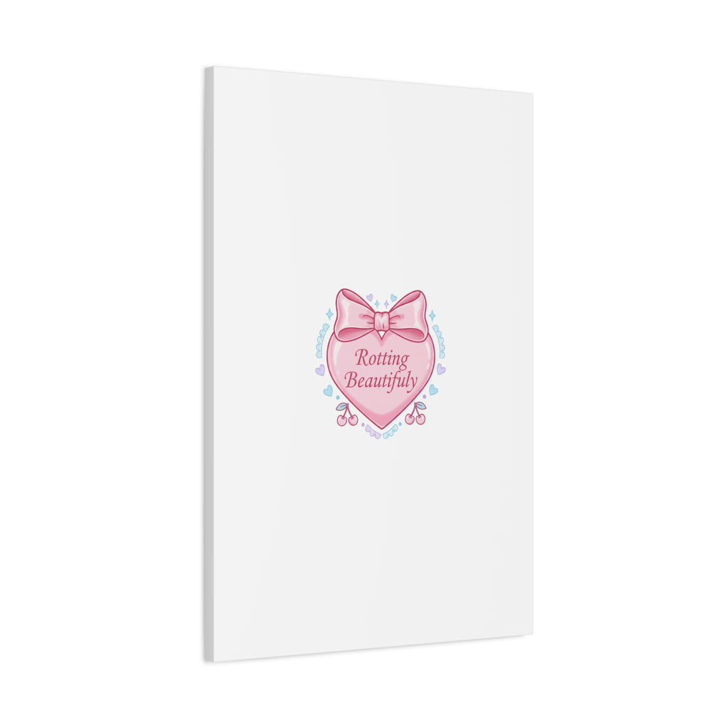 Rotting Beautifully Canvas | Coquette ribbon art, pastel humor