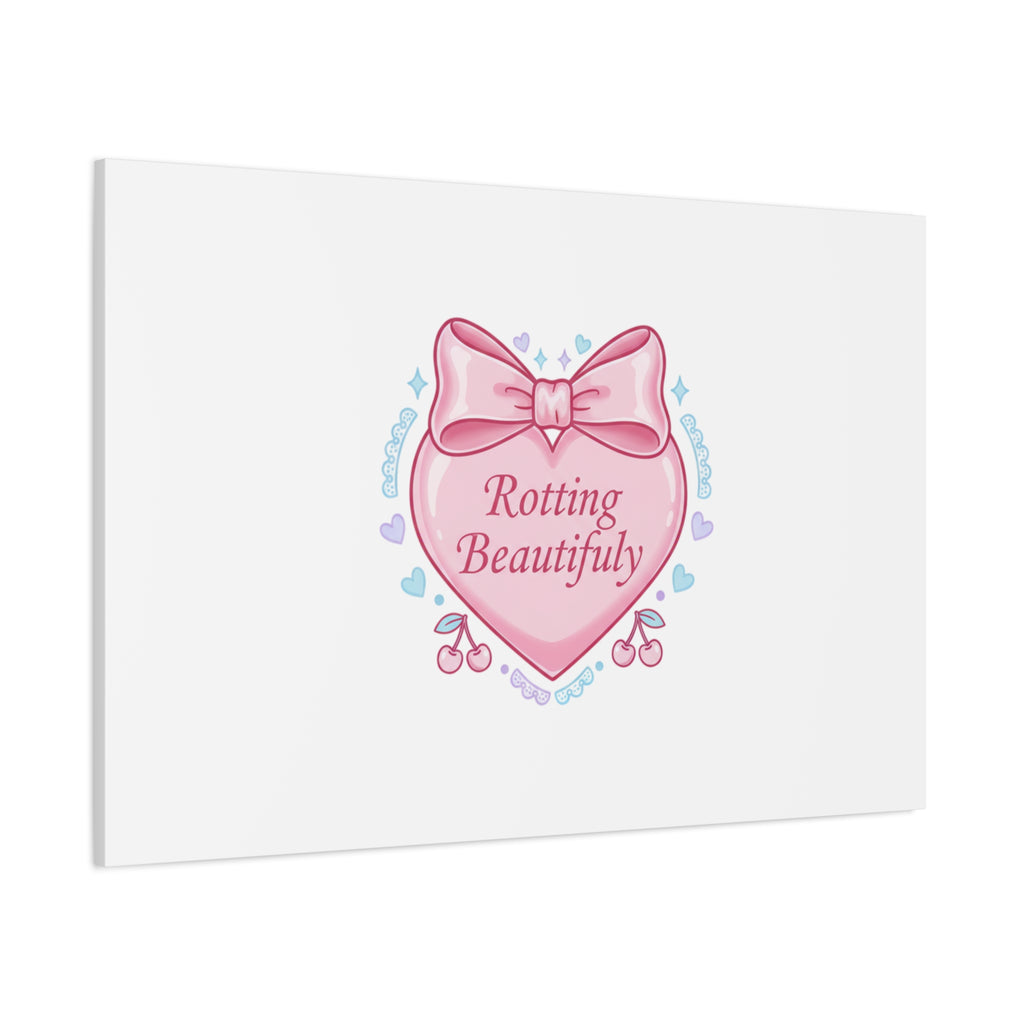 Rotting Beautifully Canvas | Coquette ribbon art, pastel humor