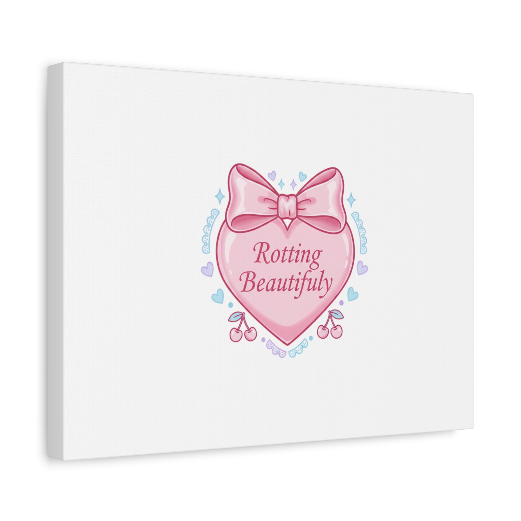 Rotting Beautifully Canvas | Coquette ribbon art, pastel humor
