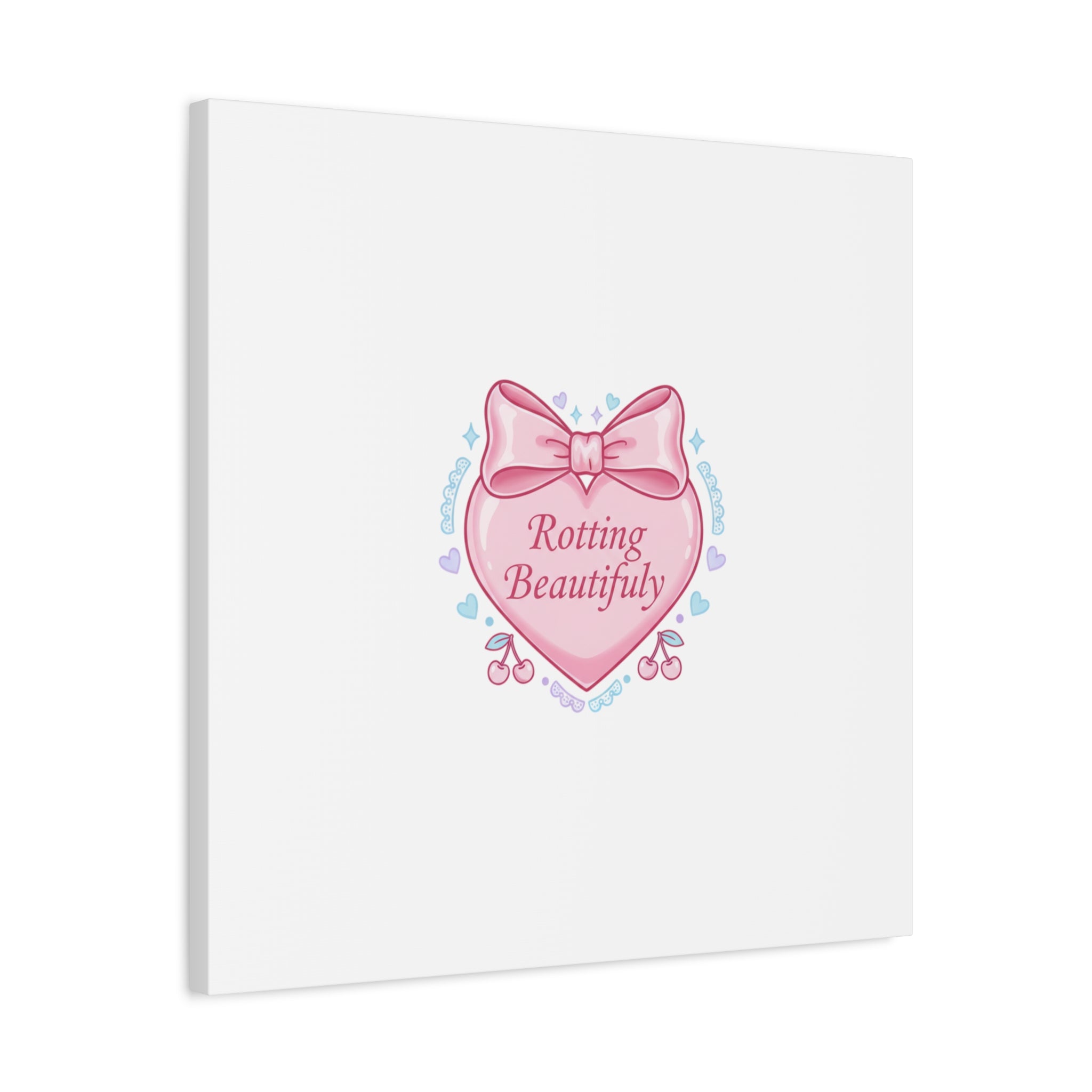 Rotting Beautifully Canvas | Coquette ribbon art, pastel humor
