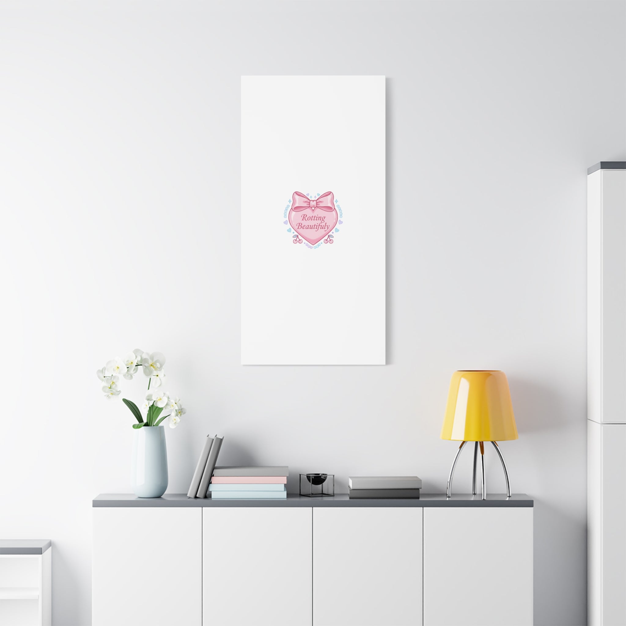 Rotting Beautifully Canvas | Coquette ribbon art, pastel humor