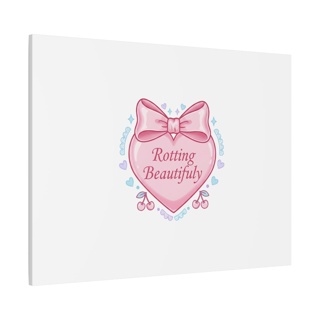 Rotting Beautifully Canvas | Coquette ribbon art, pastel humor