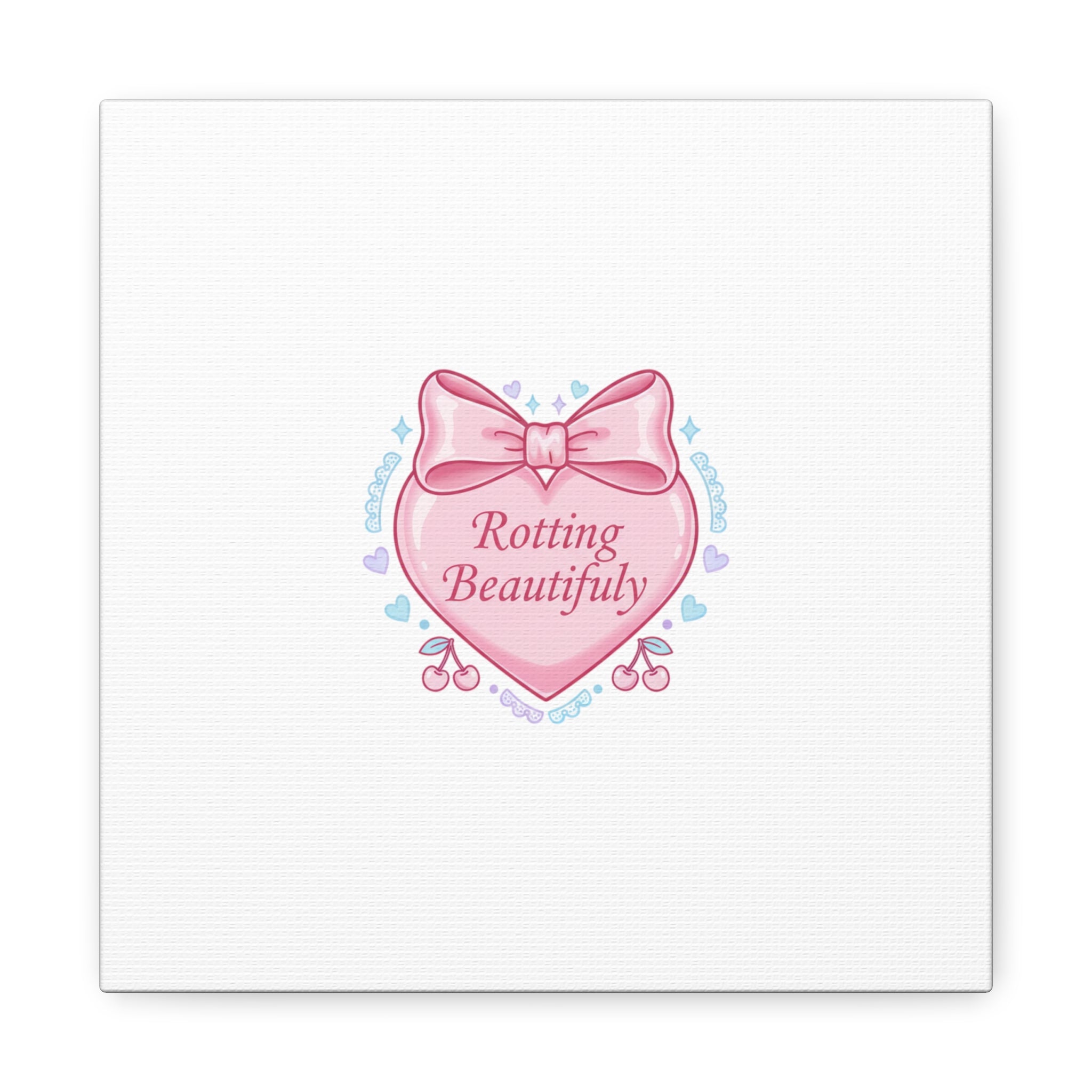 Rotting Beautifully Canvas | Coquette ribbon art, pastel humor
