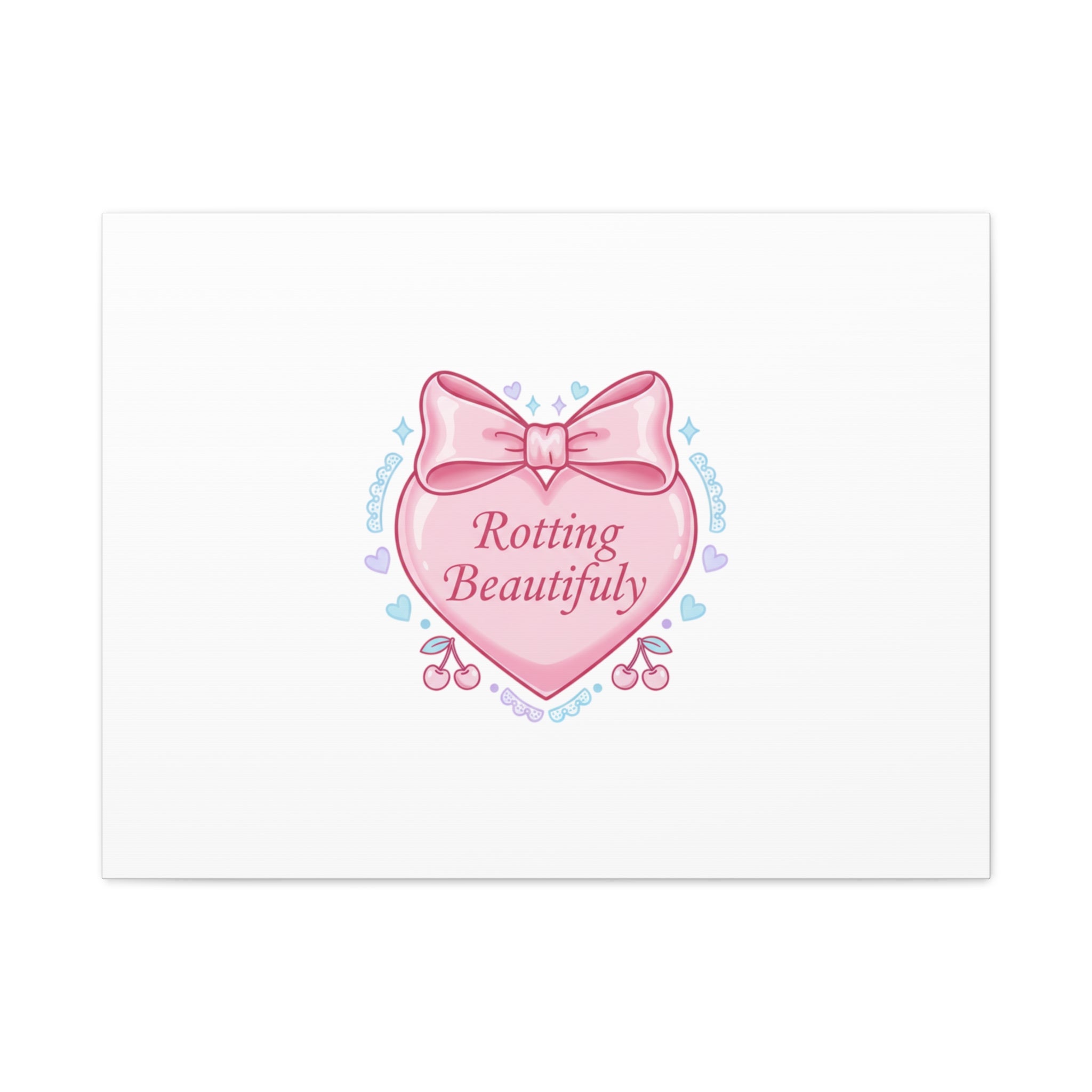 Rotting Beautifully Canvas | Coquette ribbon art, pastel humor