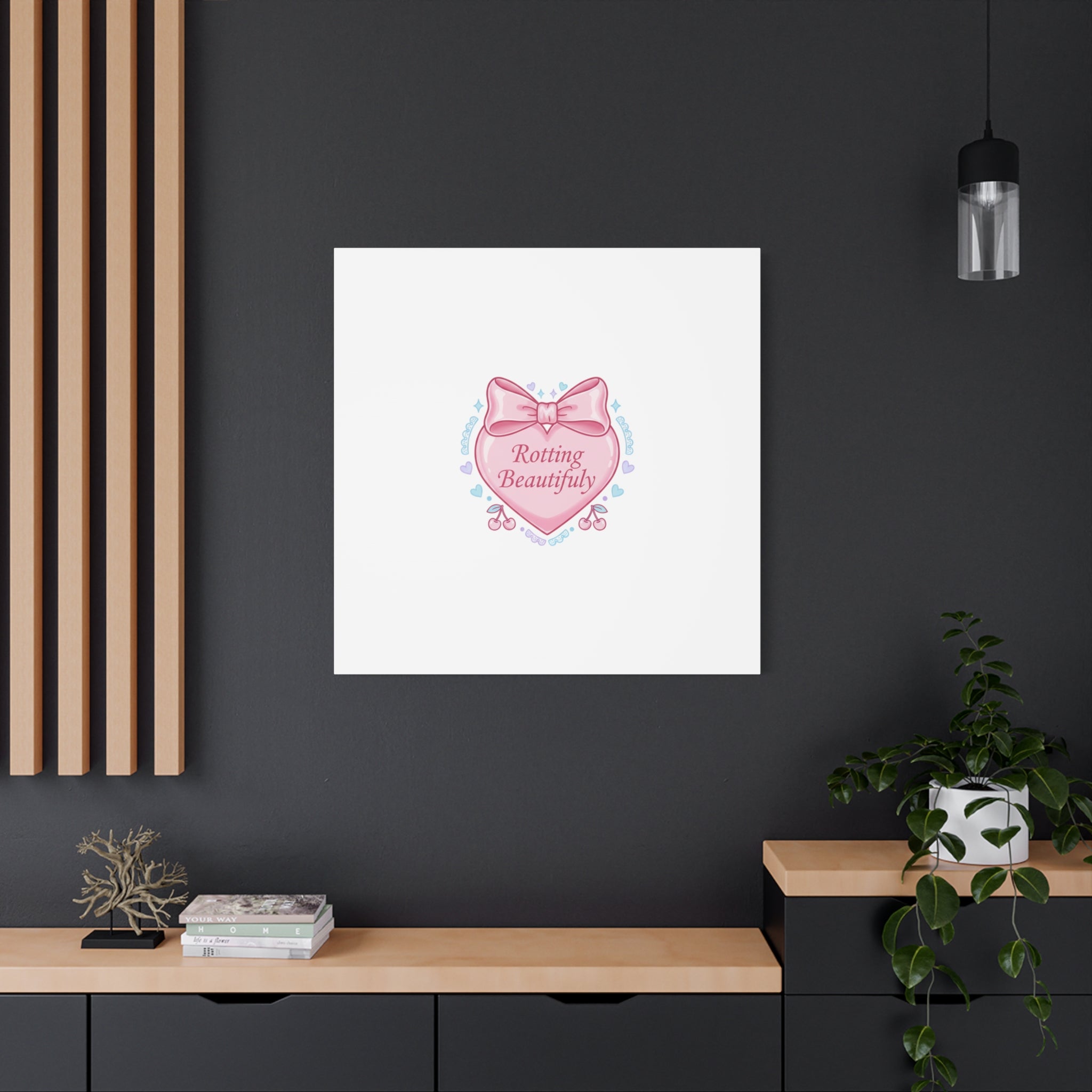 Rotting Beautifully Canvas | Coquette ribbon art, pastel humor