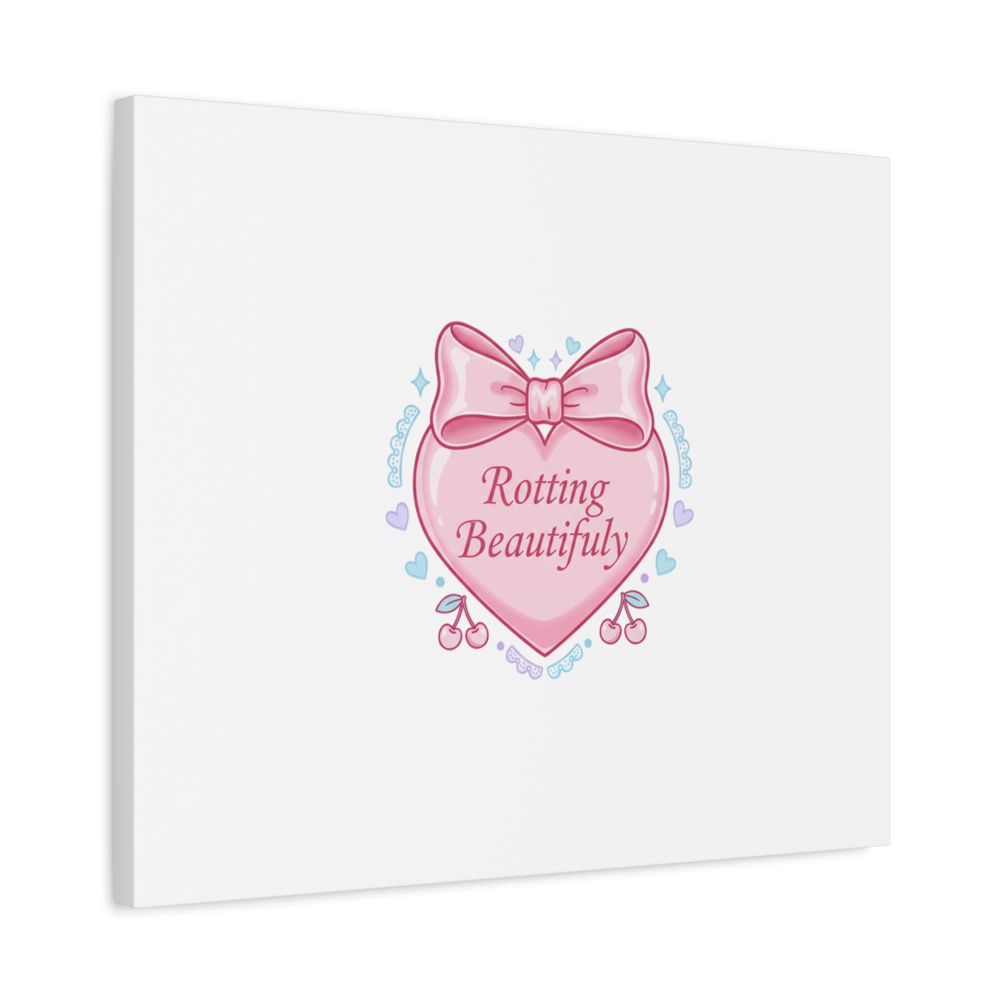 Rotting Beautifully Canvas | Coquette ribbon art, pastel humor