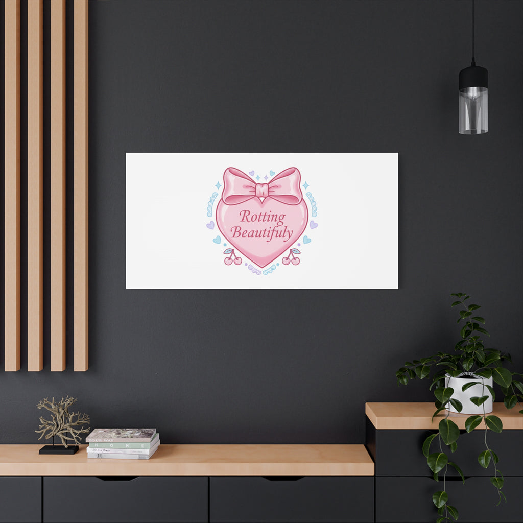 Rotting Beautifully Canvas | Coquette ribbon art, pastel humor