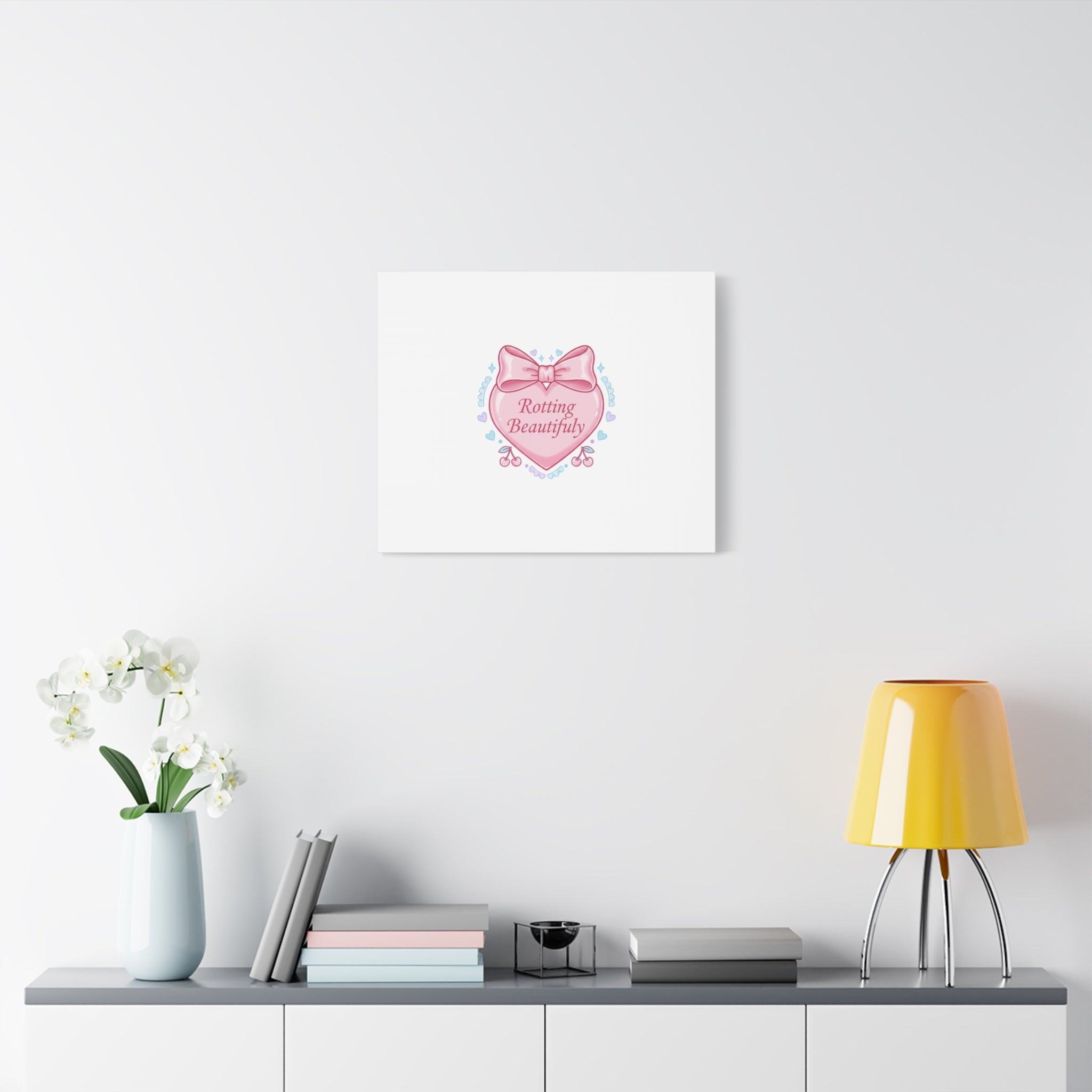 Rotting Beautifully Canvas | Coquette ribbon art, pastel humor