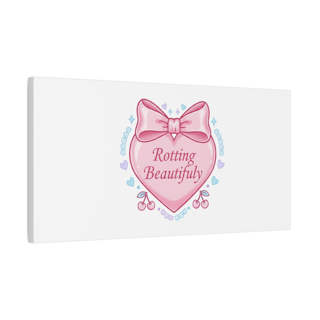 Rotting Beautifully Canvas | Coquette ribbon art, pastel humor