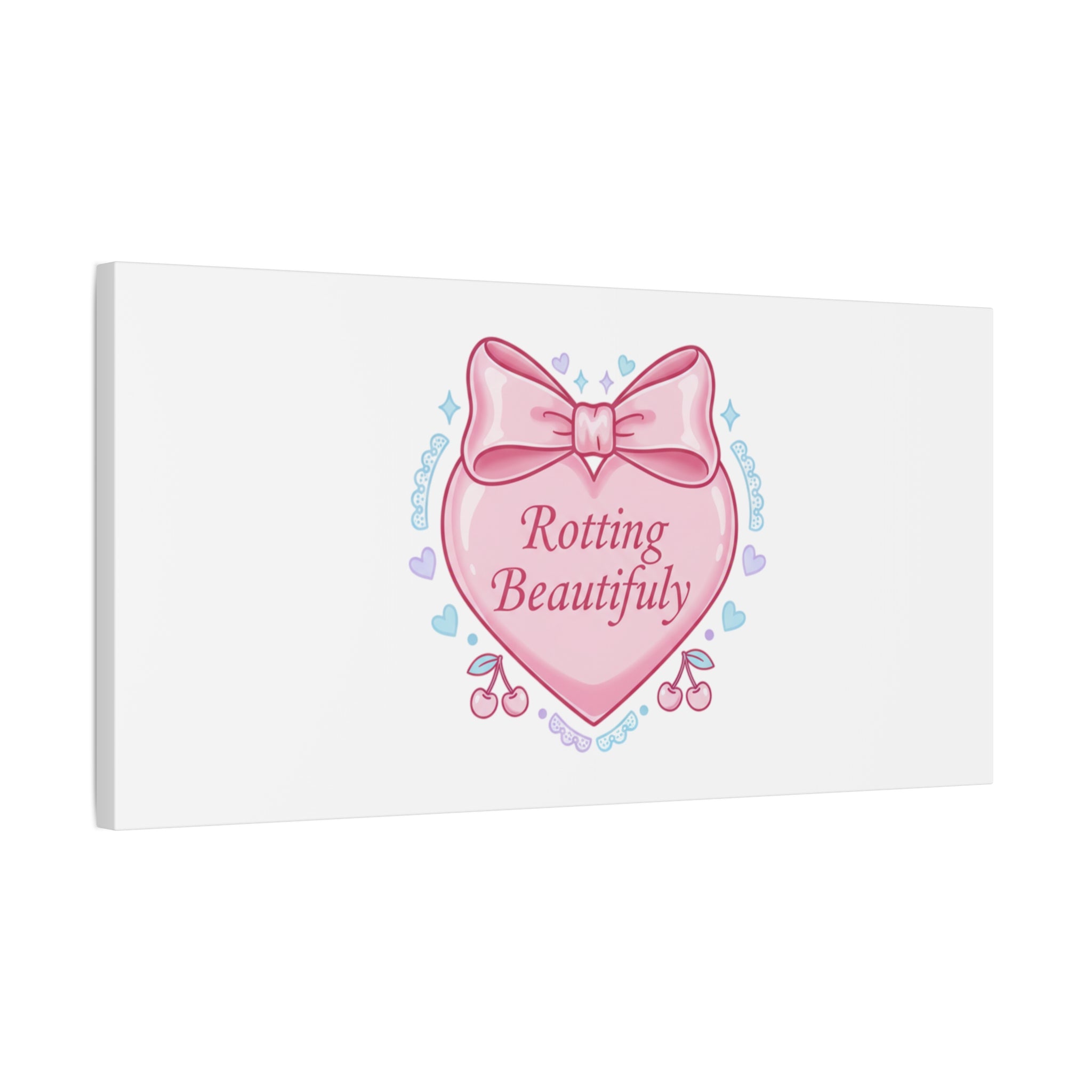 Rotting Beautifully Canvas | Coquette ribbon art, pastel humor