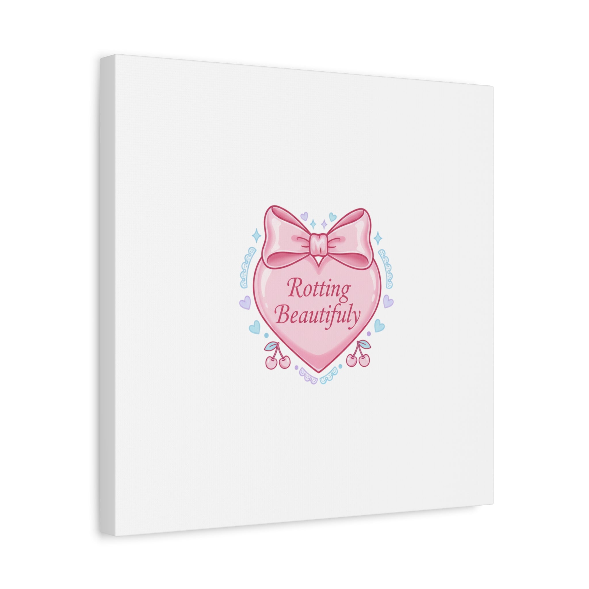 Rotting Beautifully Canvas | Coquette ribbon art, pastel humor