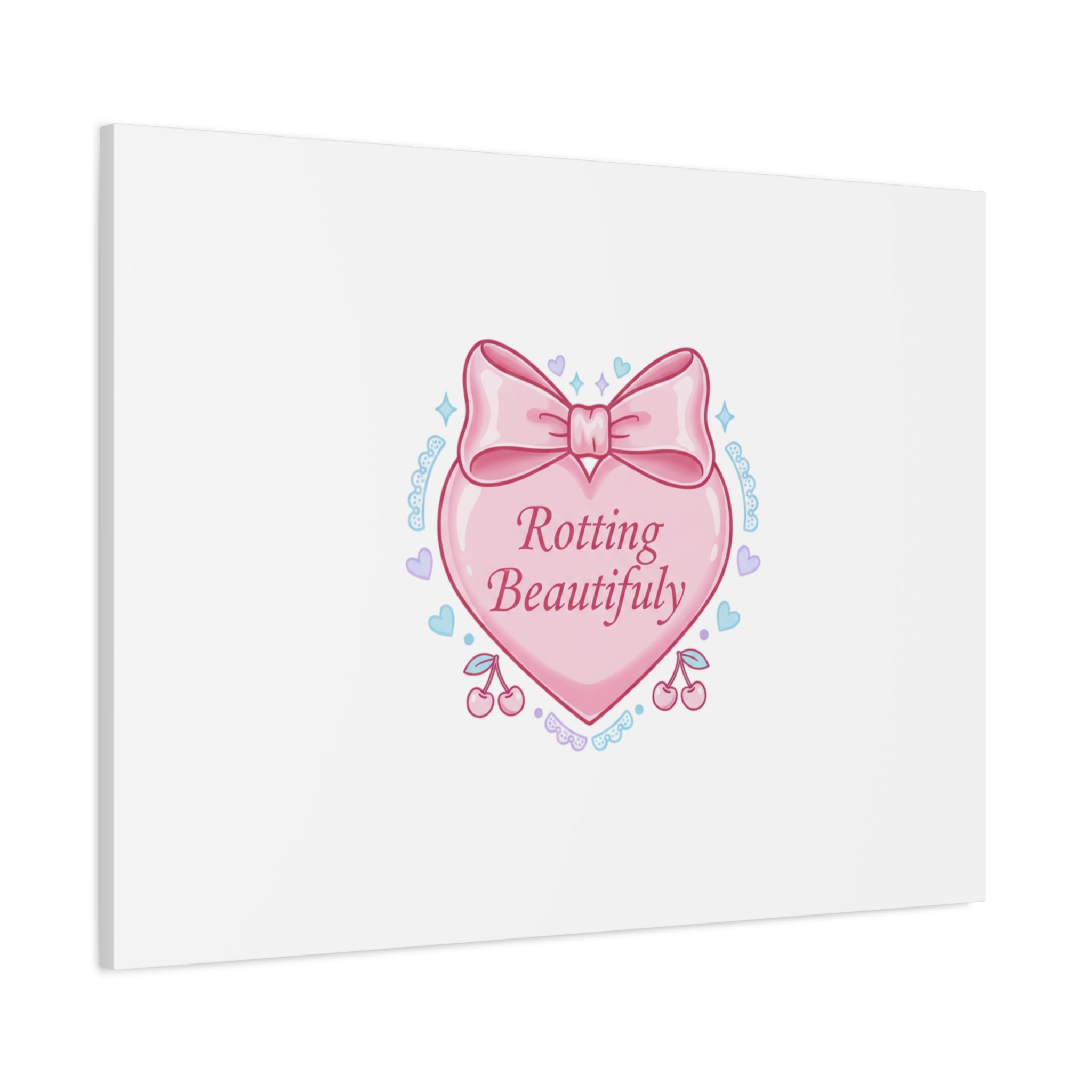 Rotting Beautifully Canvas | Coquette ribbon art, pastel humor