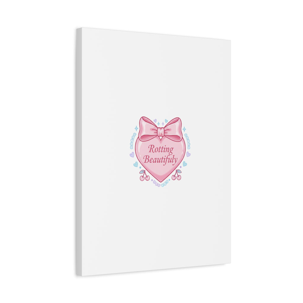 Rotting Beautifully Canvas | Coquette ribbon art, pastel humor