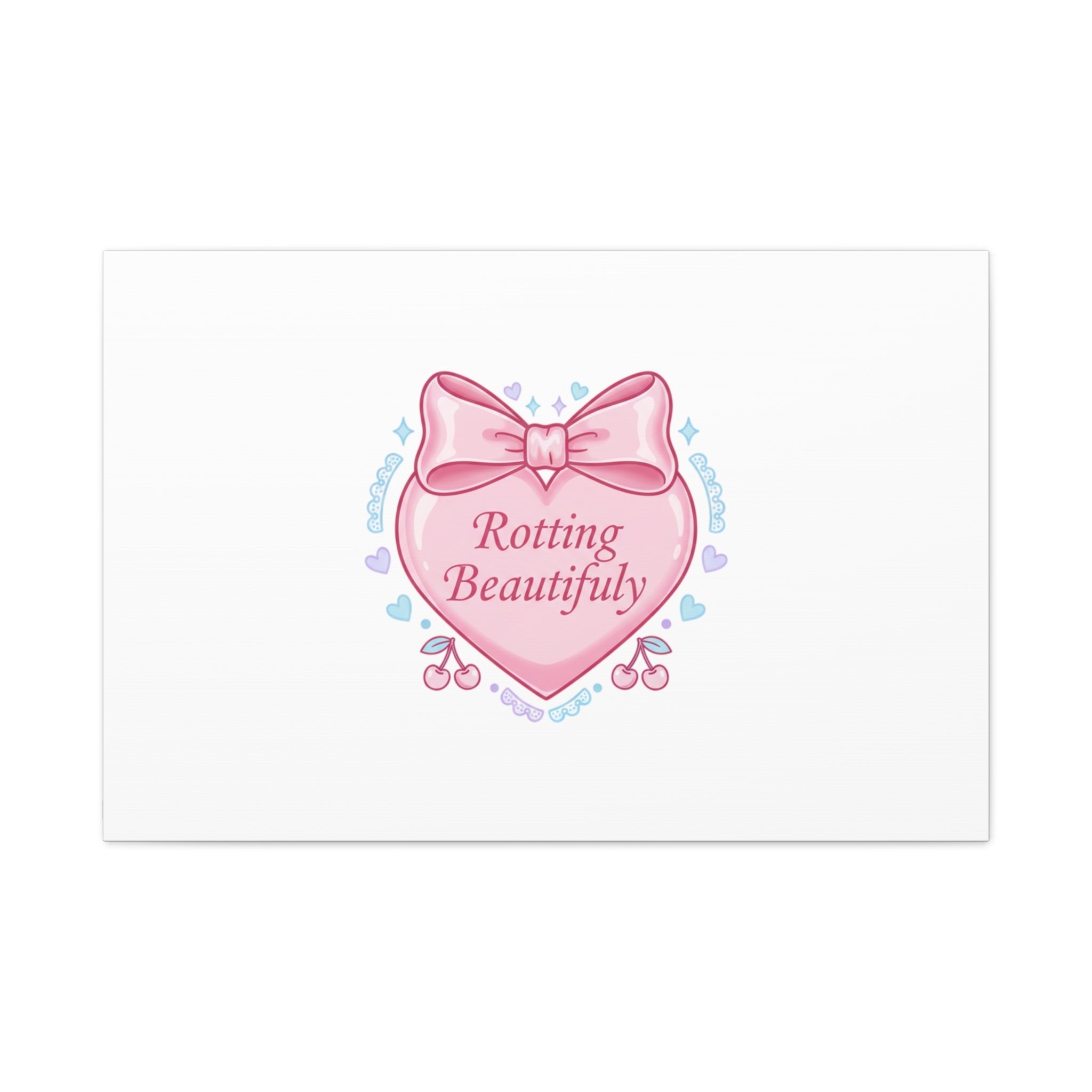 Rotting Beautifully Canvas | Coquette ribbon art, pastel humor