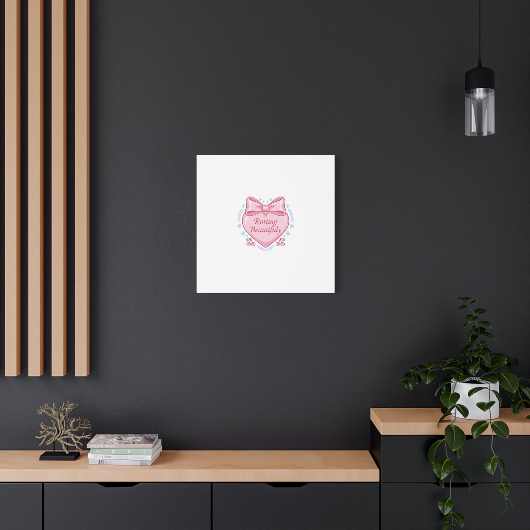 Rotting Beautifully Canvas | Coquette ribbon art, pastel humor