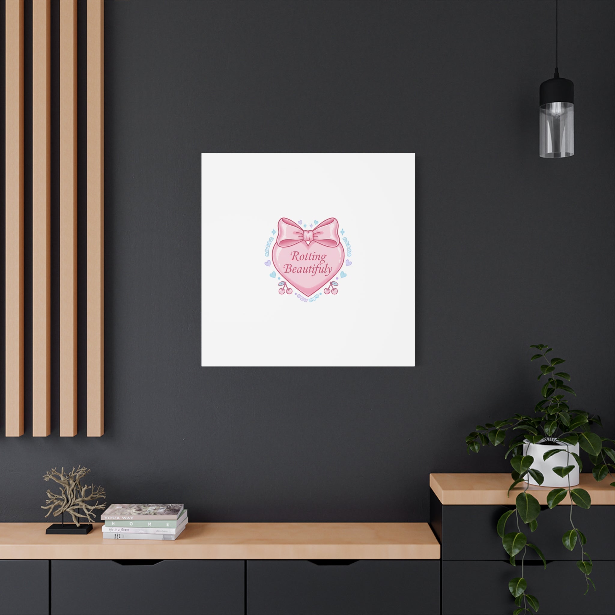 Rotting Beautifully Canvas | Coquette ribbon art, pastel humor
