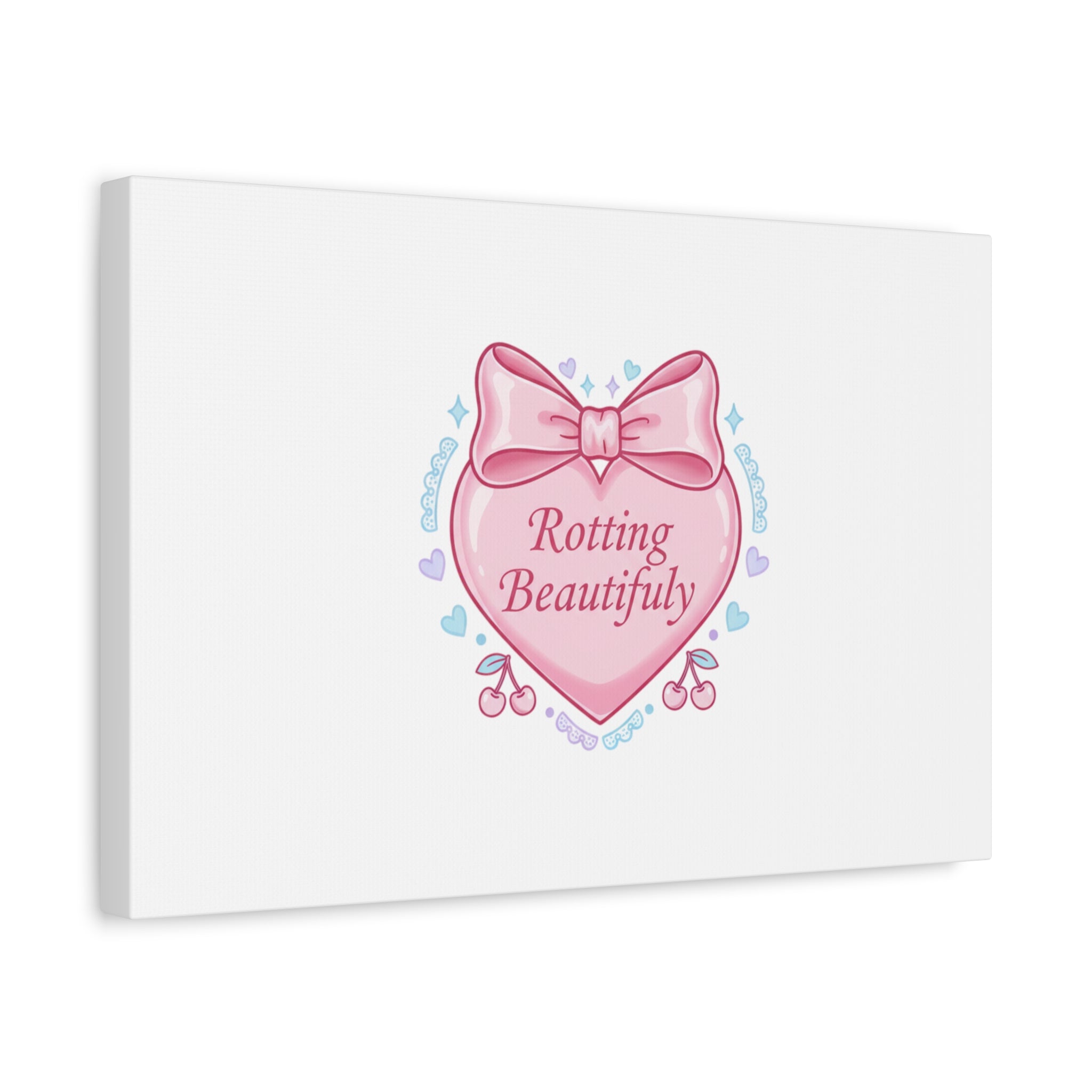 Rotting Beautifully Canvas | Coquette ribbon art, pastel humor
