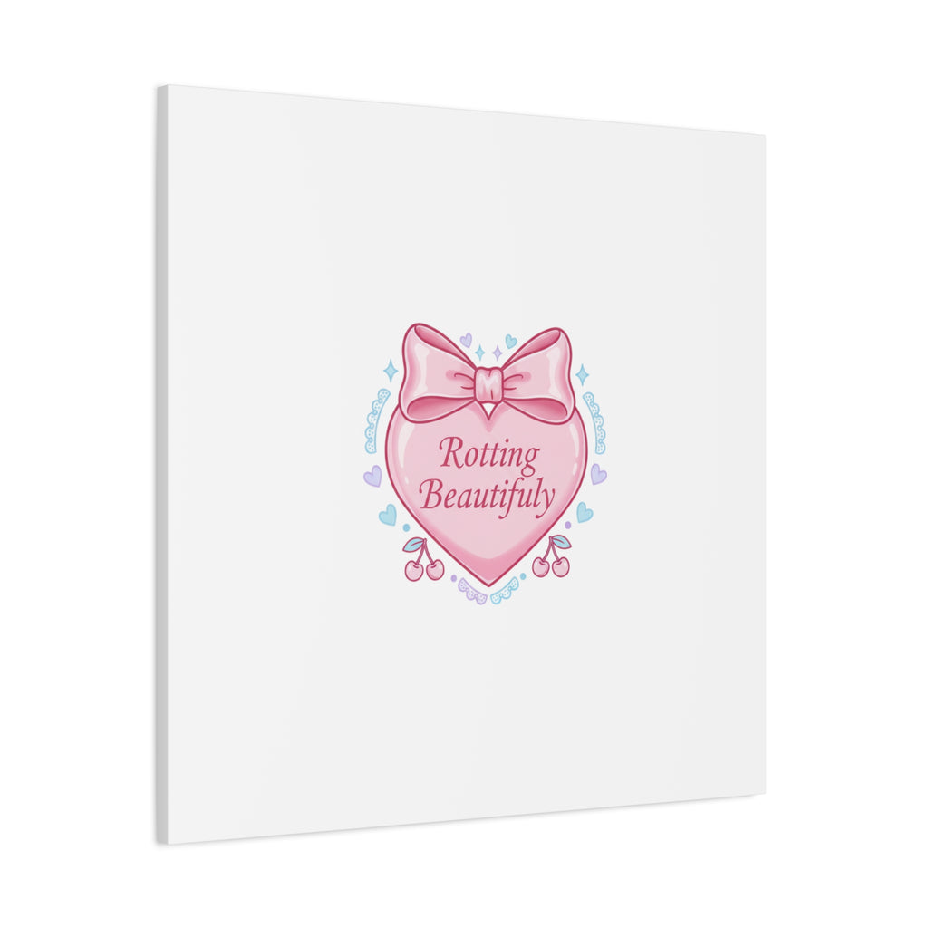 Rotting Beautifully Canvas | Coquette ribbon art, pastel humor