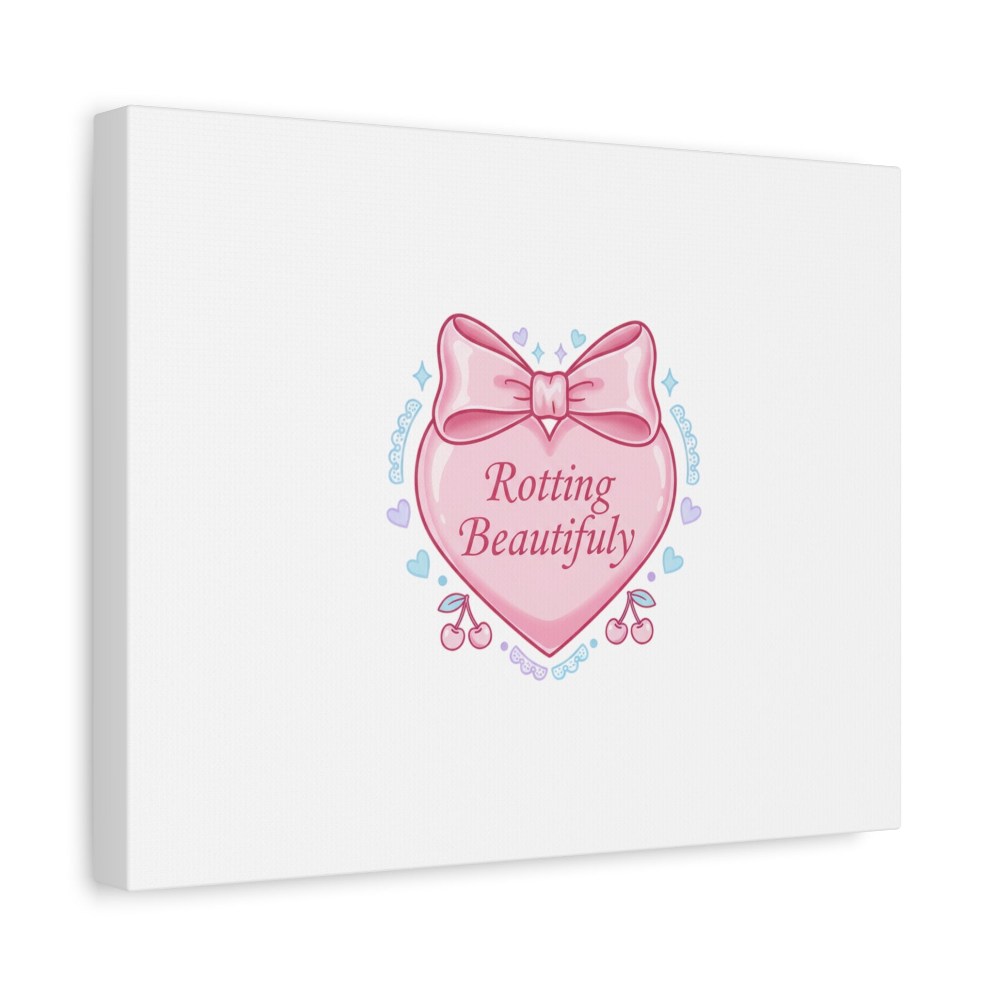 Rotting Beautifully Canvas | Coquette ribbon art, pastel humor
