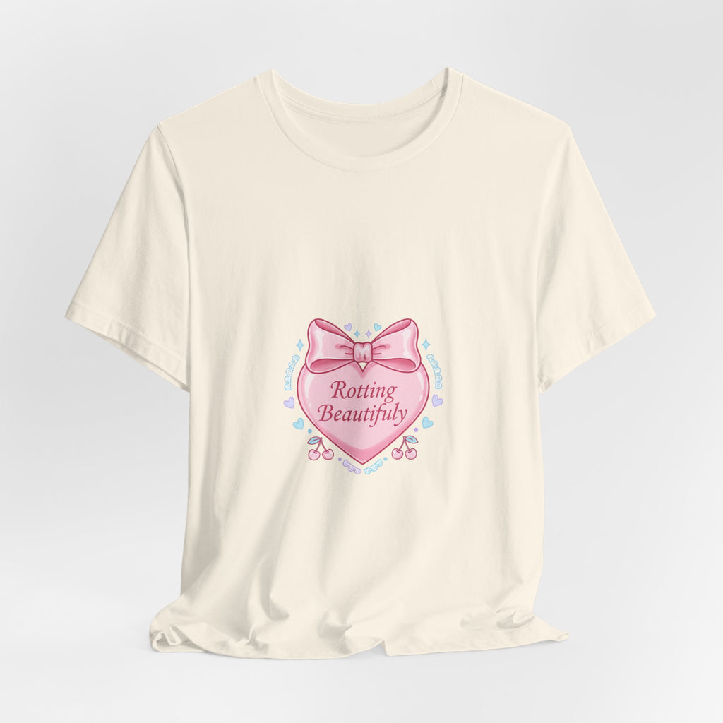 Rotting Beautifully Tee | Coquette ribbon art, pastel humor