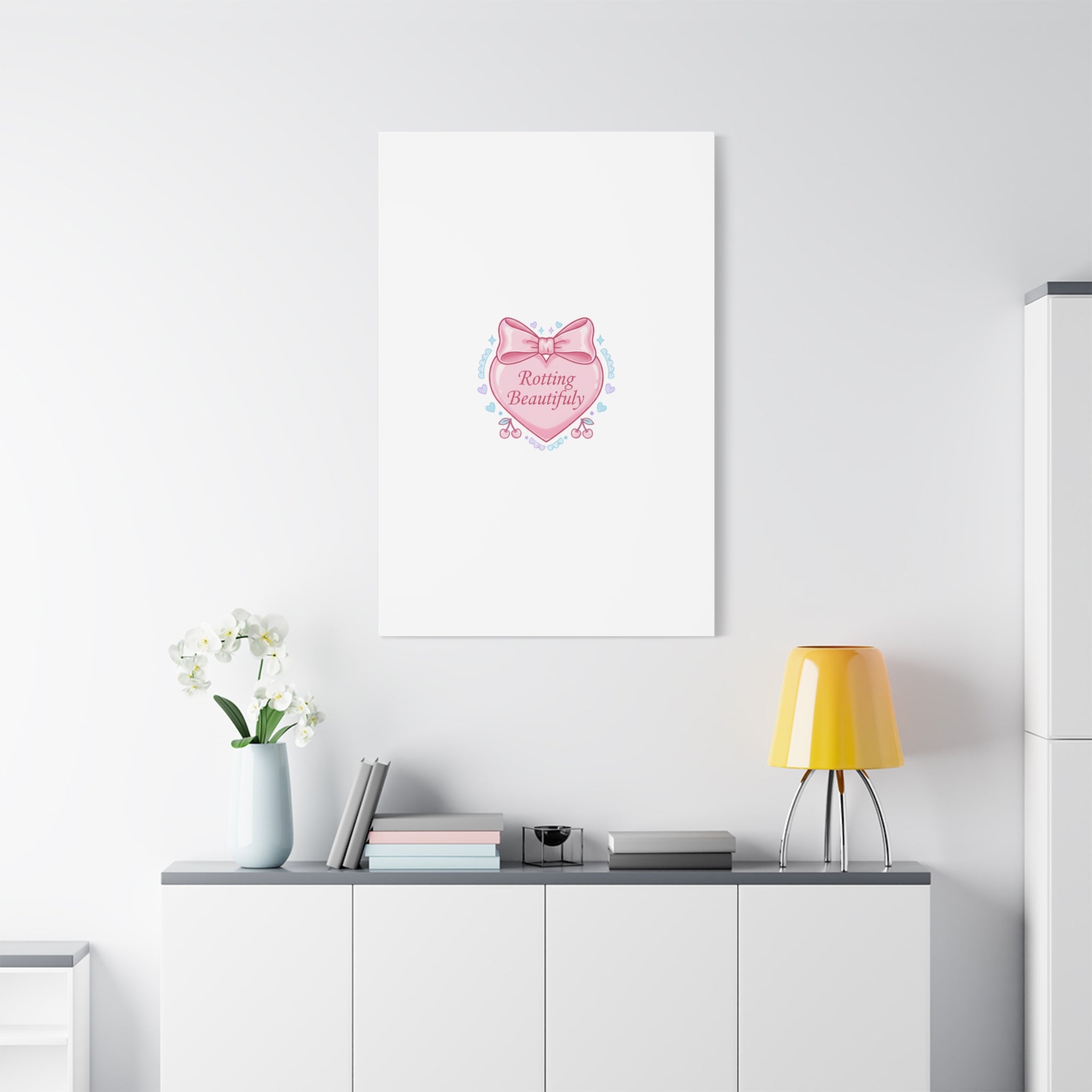 Rotting Beautifully Canvas | Coquette ribbon art, pastel humor