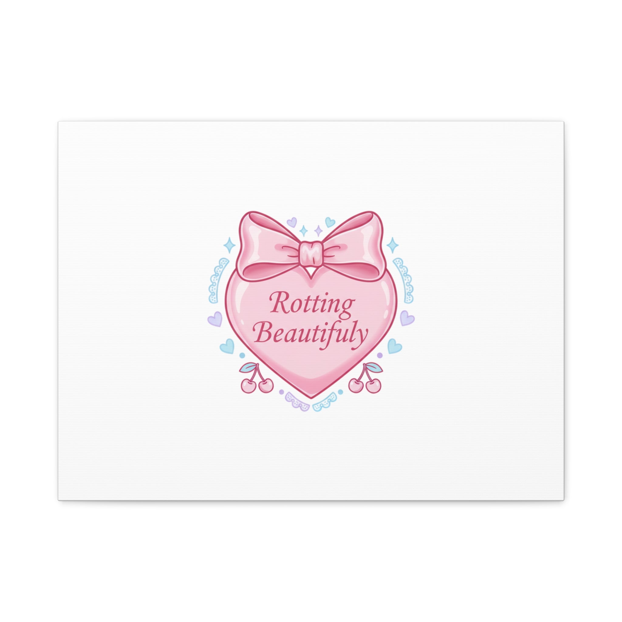 Rotting Beautifully Canvas | Coquette ribbon art, pastel humor