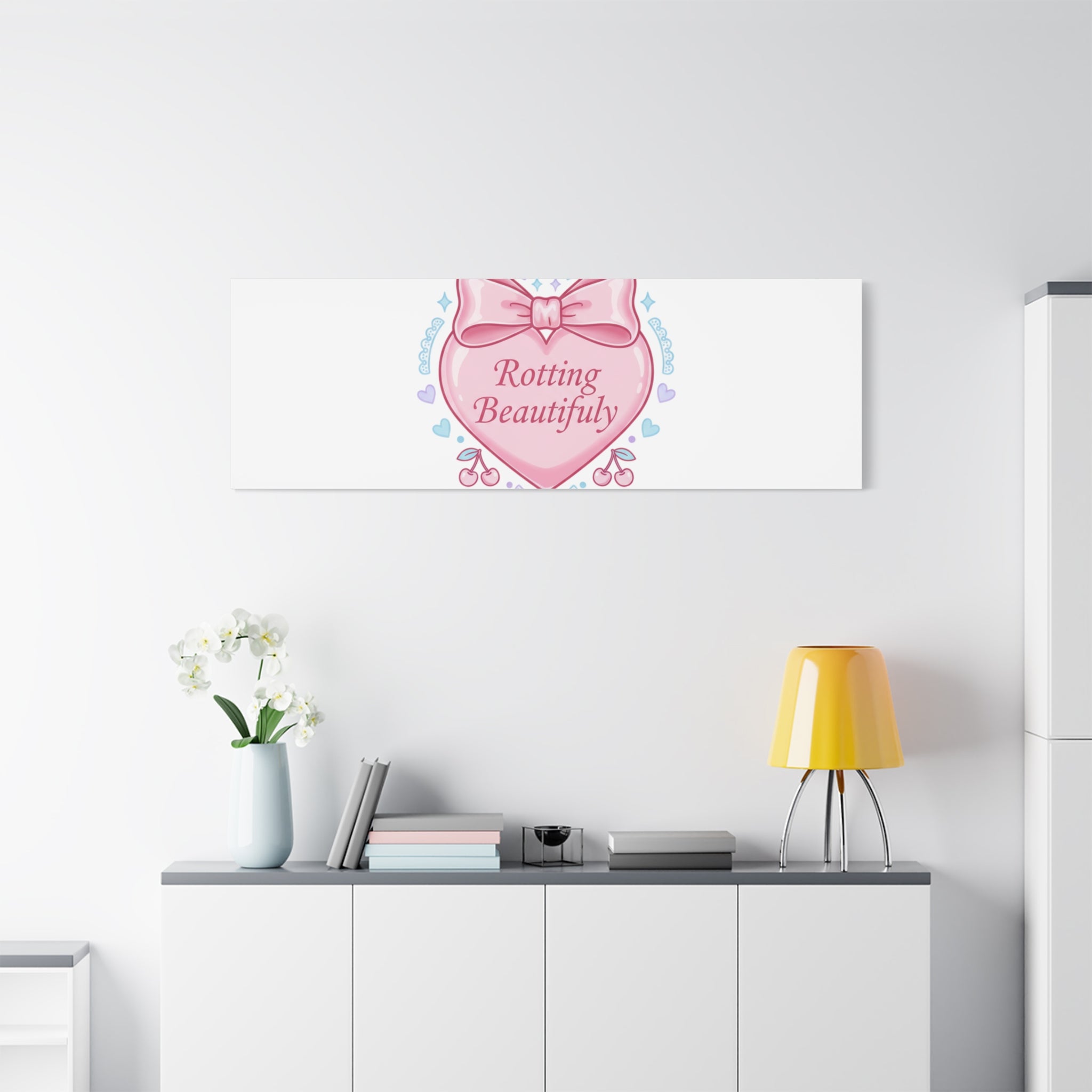 Rotting Beautifully Canvas | Coquette ribbon art, pastel humor