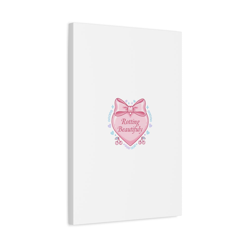 Rotting Beautifully Canvas | Coquette ribbon art, pastel humor