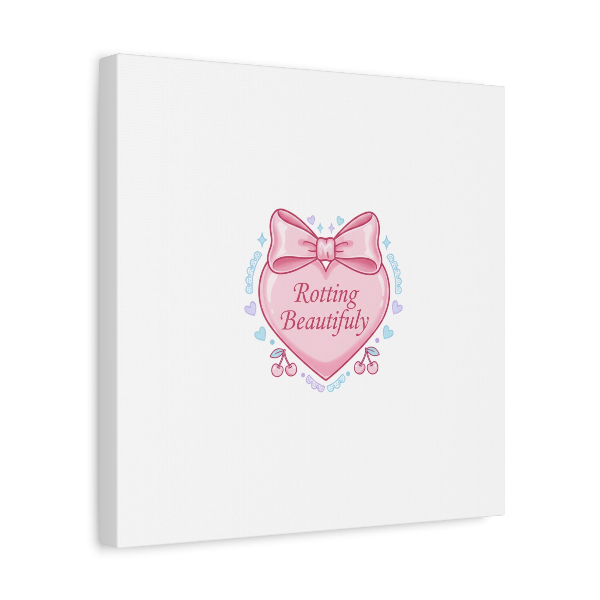 Rotting Beautifully Canvas | Coquette ribbon art, pastel humor