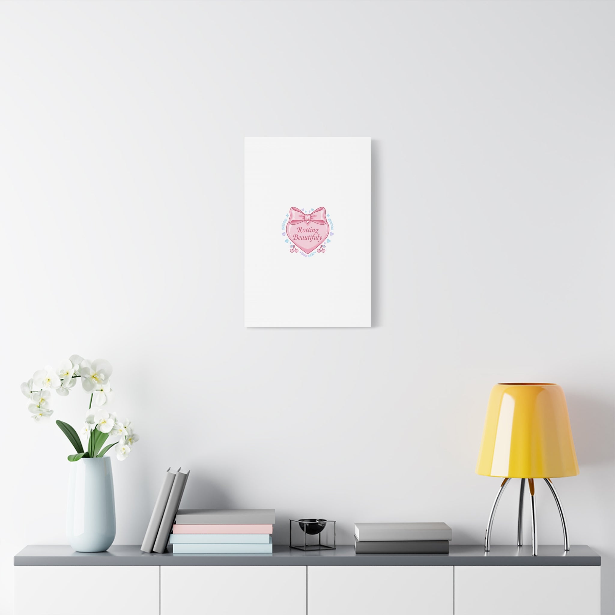 Rotting Beautifully Canvas | Coquette ribbon art, pastel humor
