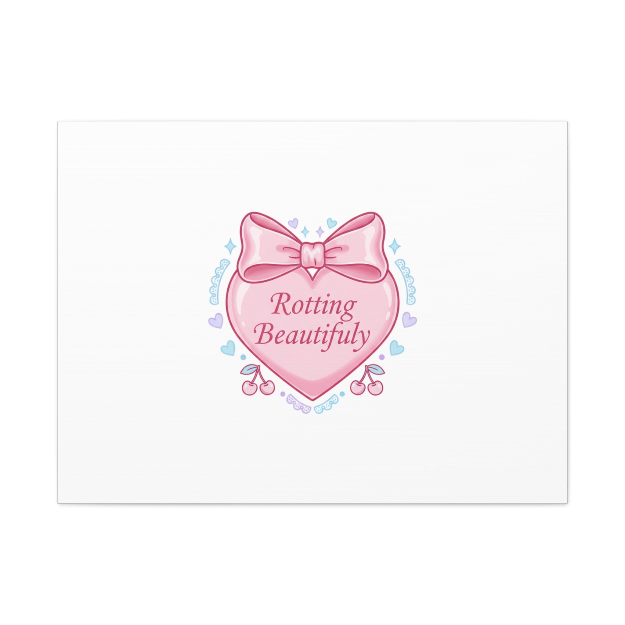 Rotting Beautifully Canvas | Coquette ribbon art, pastel humor