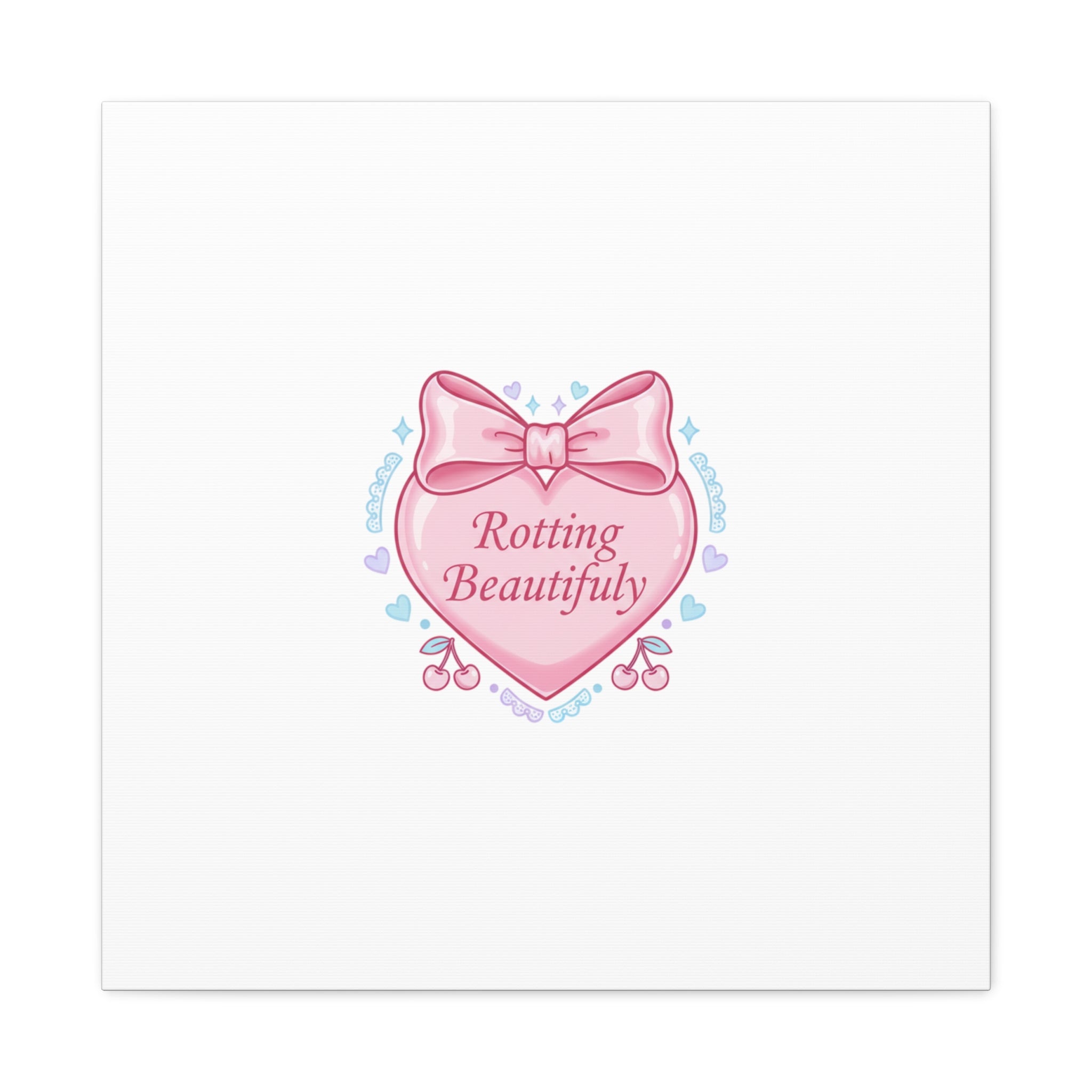 Rotting Beautifully Canvas | Coquette ribbon art, pastel humor