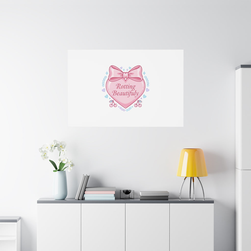 Rotting Beautifully Canvas | Coquette ribbon art, pastel humor