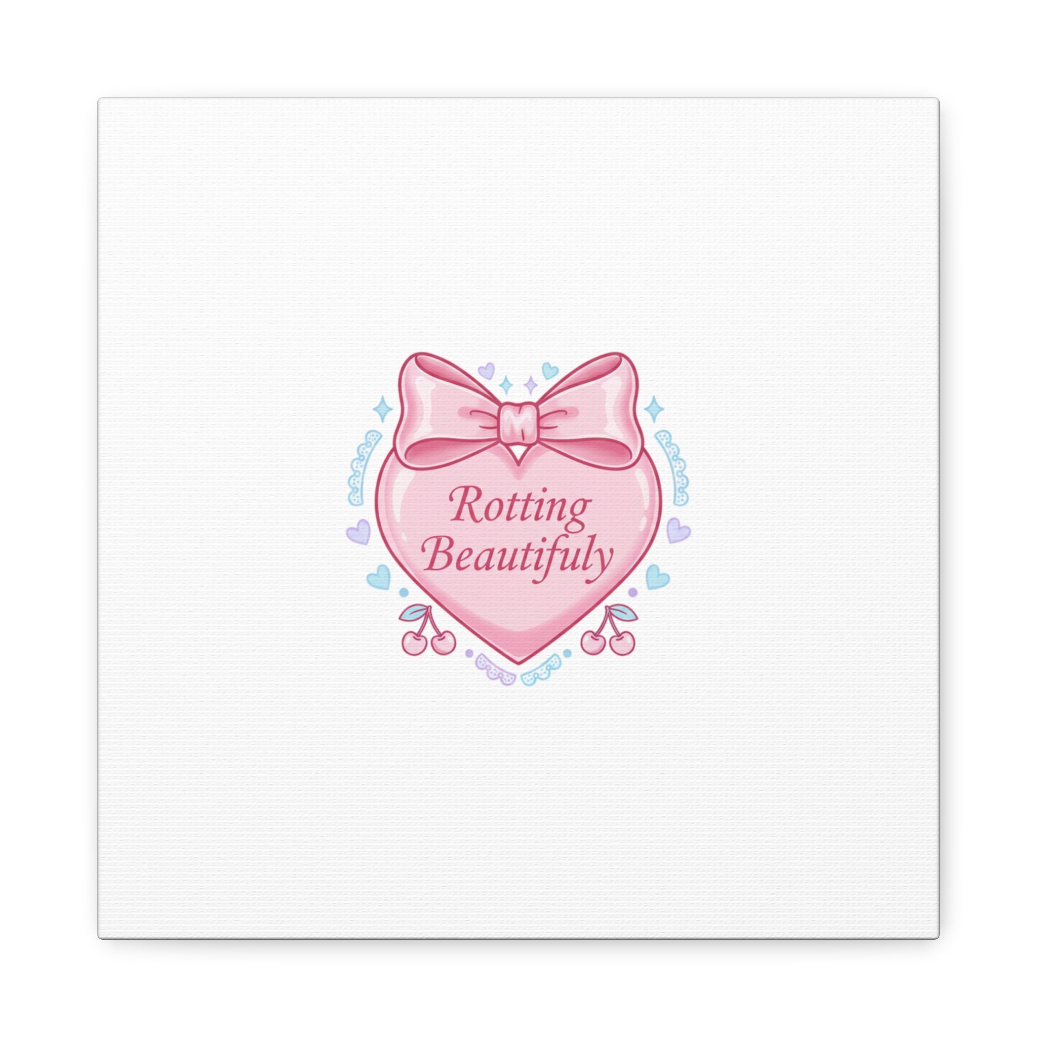 Rotting Beautifully Canvas | Coquette ribbon art, pastel humor